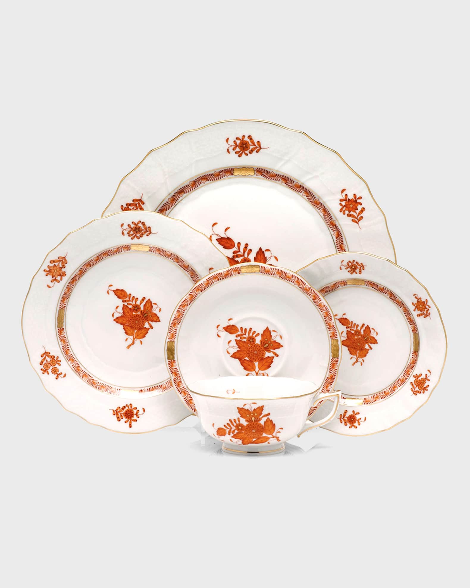 Rust Chinese Bouquet Dinner Plate 1