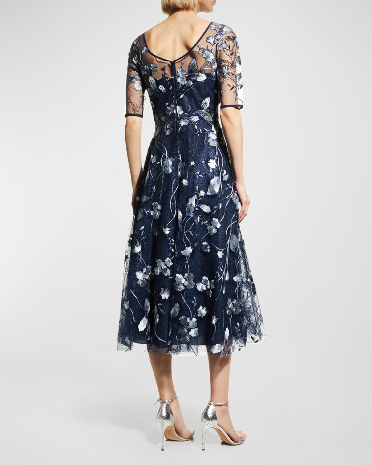 Rickie Freeman for Teri Jon Floral-Embroidered Tulle Cocktail Dress ...