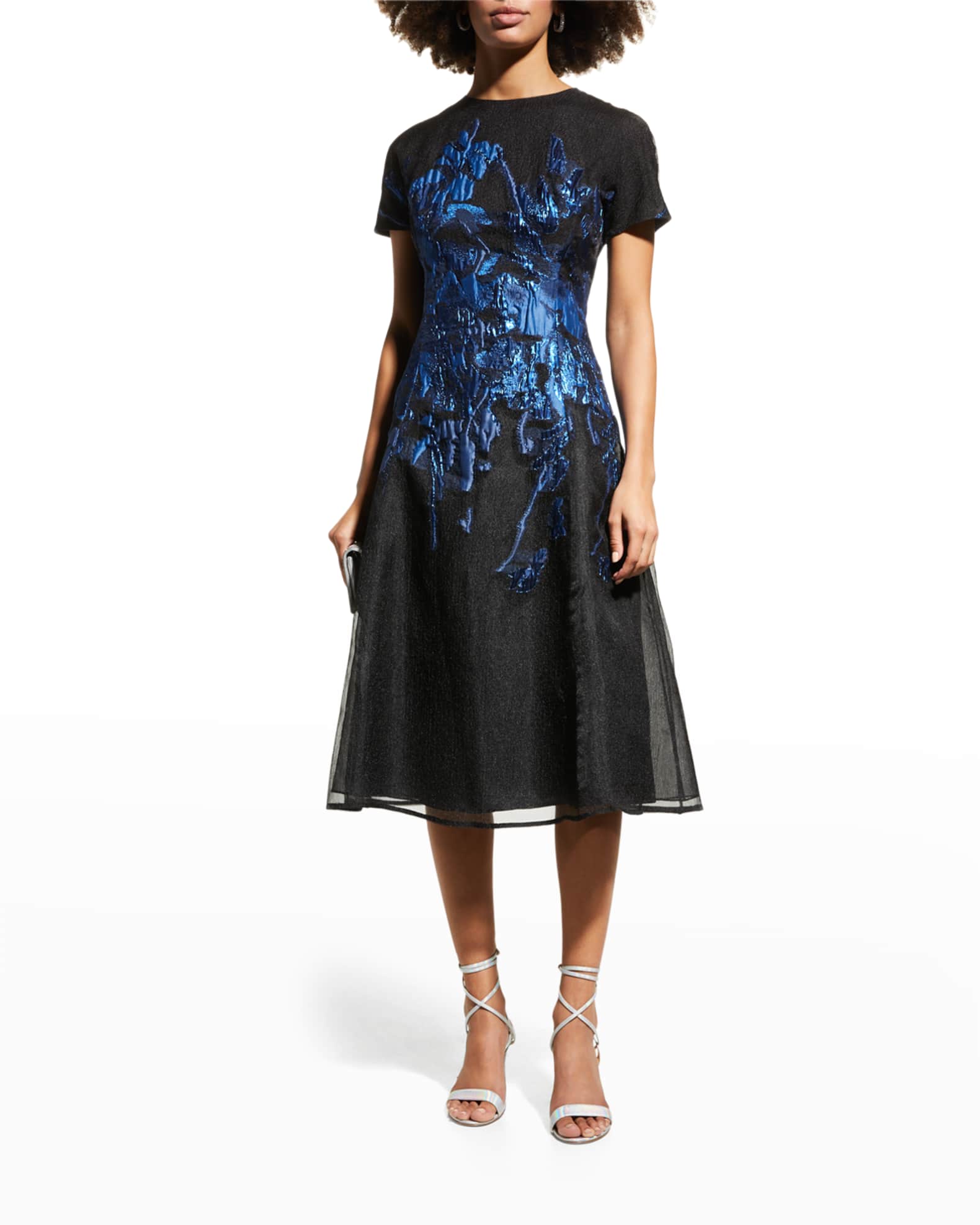 Rickie Freeman for Teri Jon ALine Jacquard Cocktail Dress Neiman Marcus