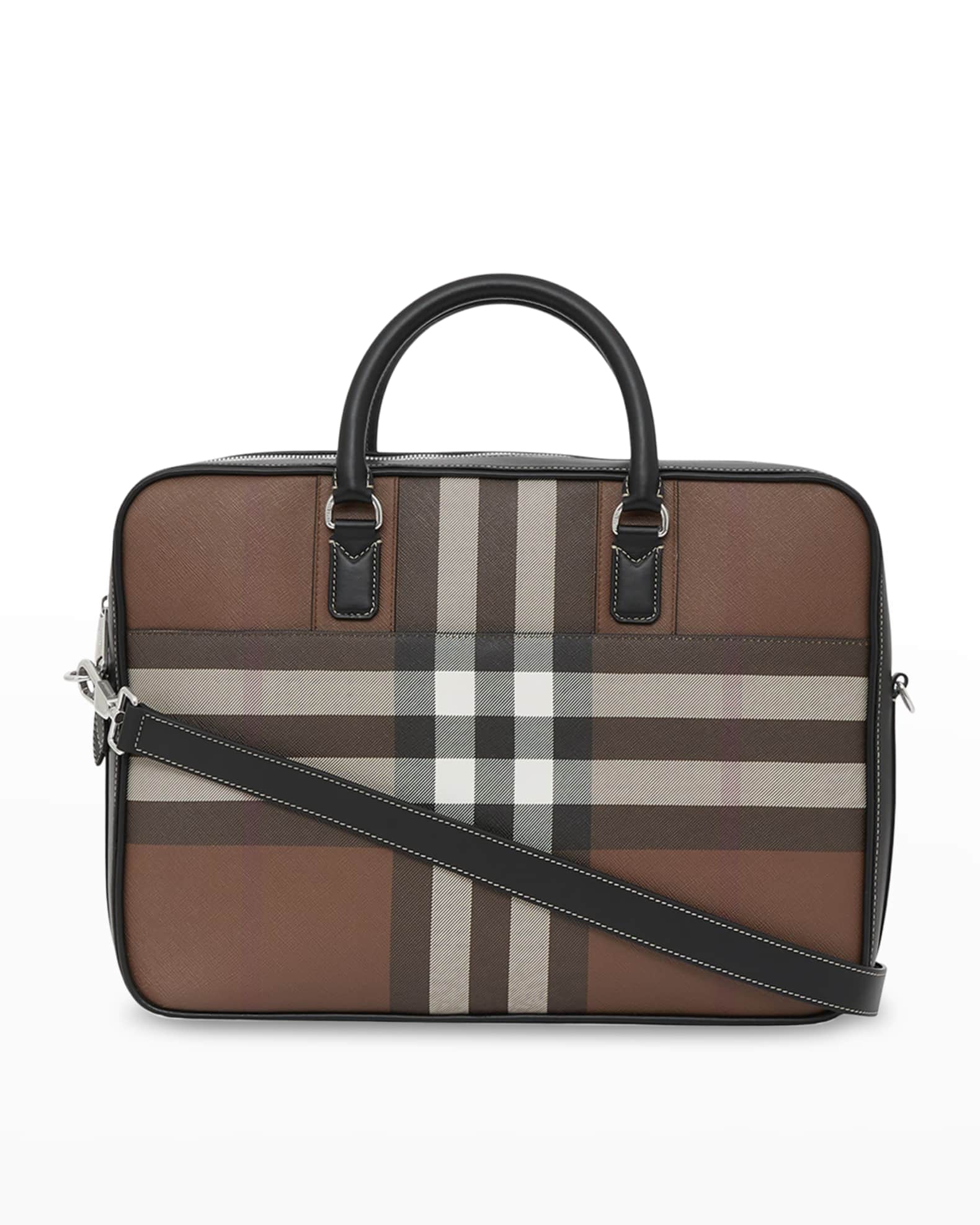 Burberry Men's Ainsworth Giant CheckE Canvas Briefcase Bag Neiman Marcus