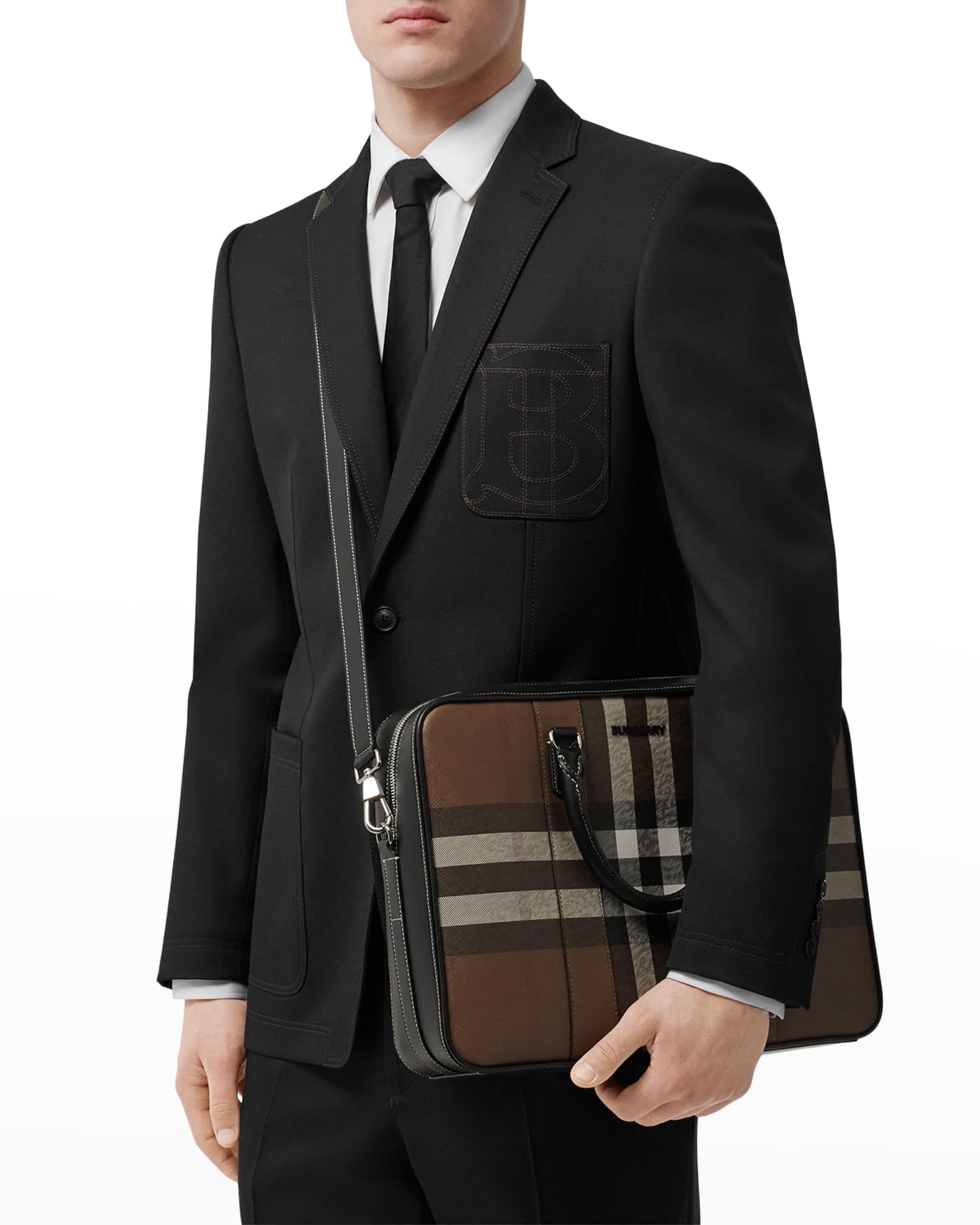 Burberry Men's Ainsworth Giant CheckE Canvas Briefcase Bag Neiman Marcus