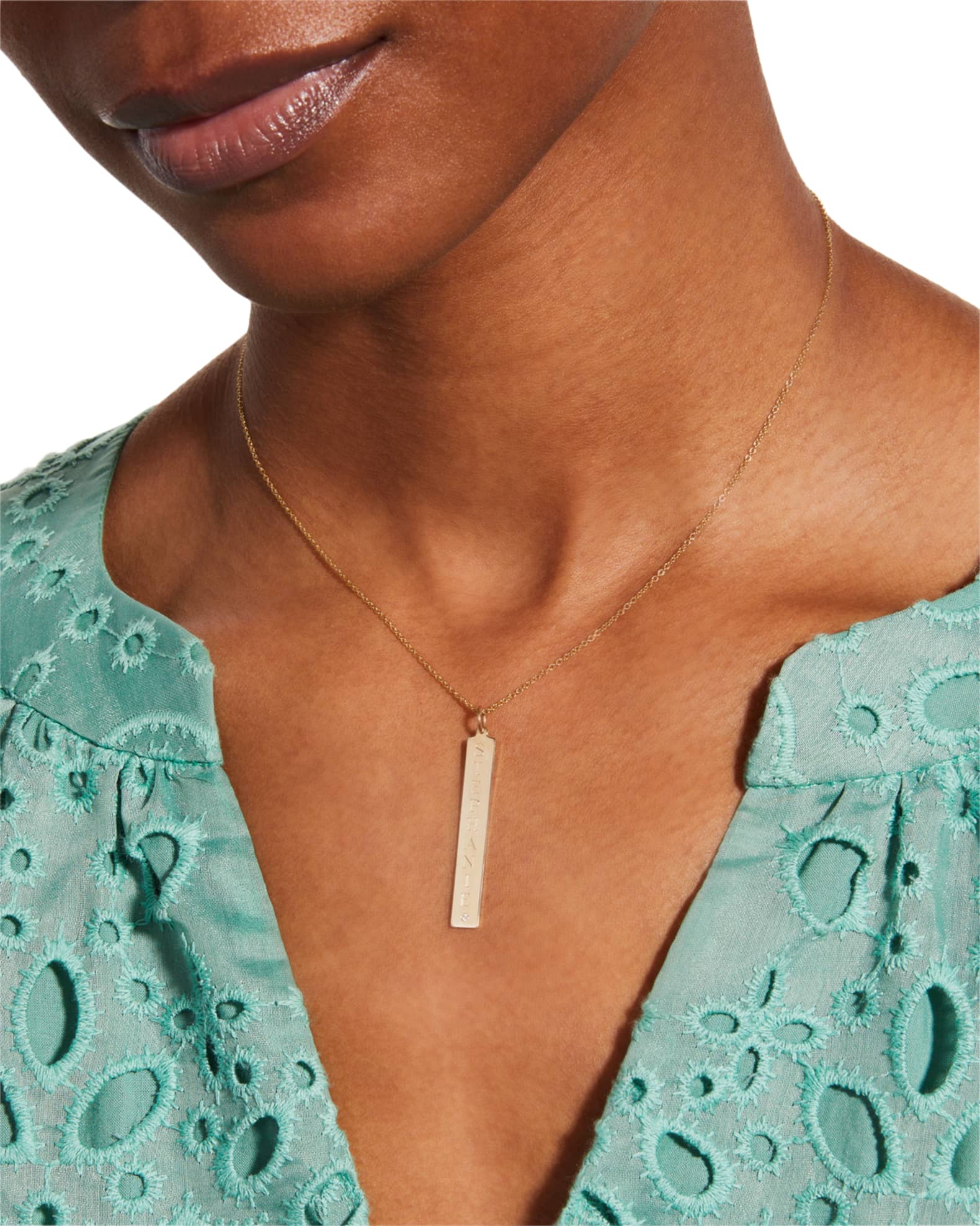 Leigh 14K Gold Personalized ID Pendant Necklace with Diamond 1
