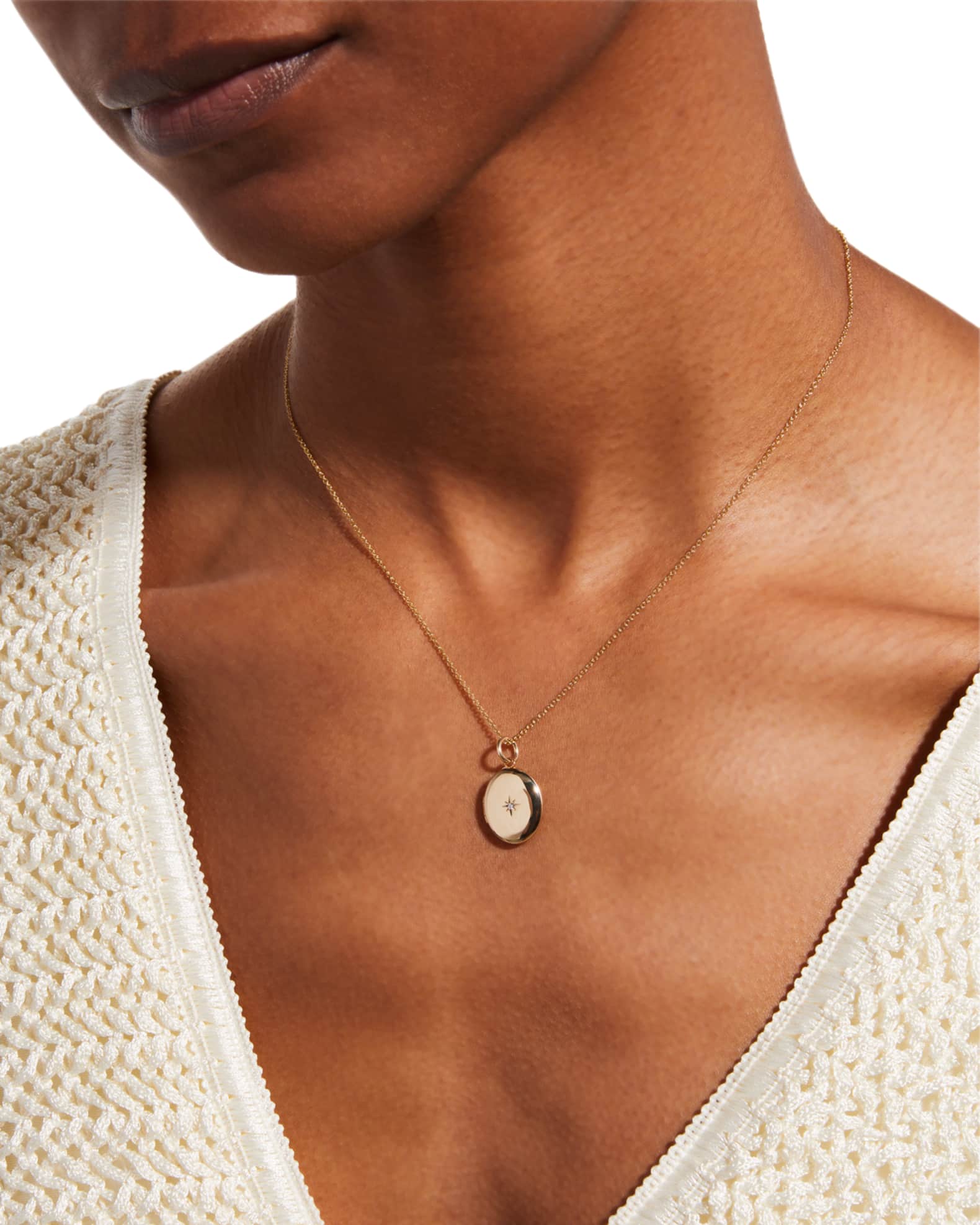 Alana 14K Gold Diamond Locket Necklace 1