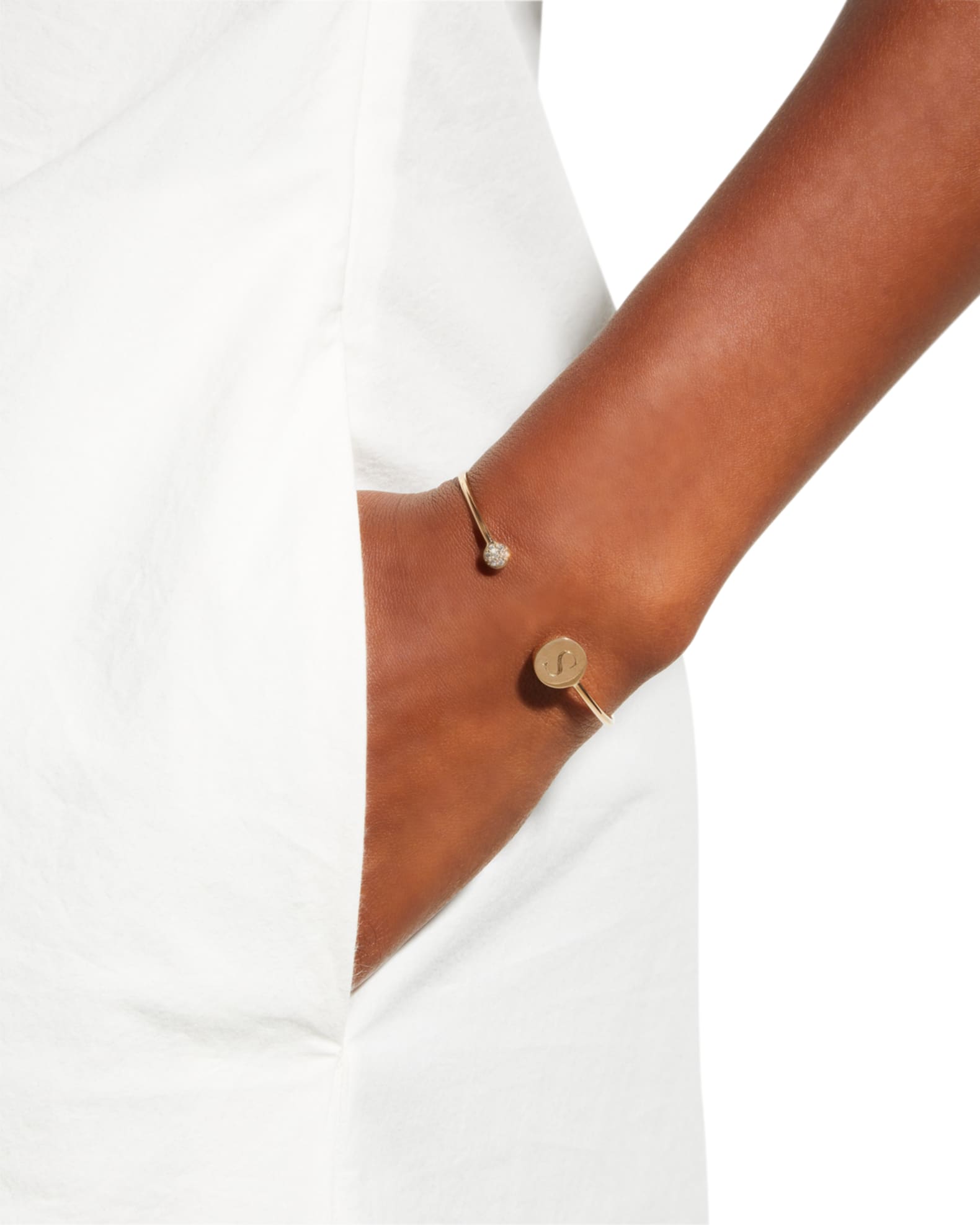Elle 14K Gold Diamond Accent Initial Bangle 1