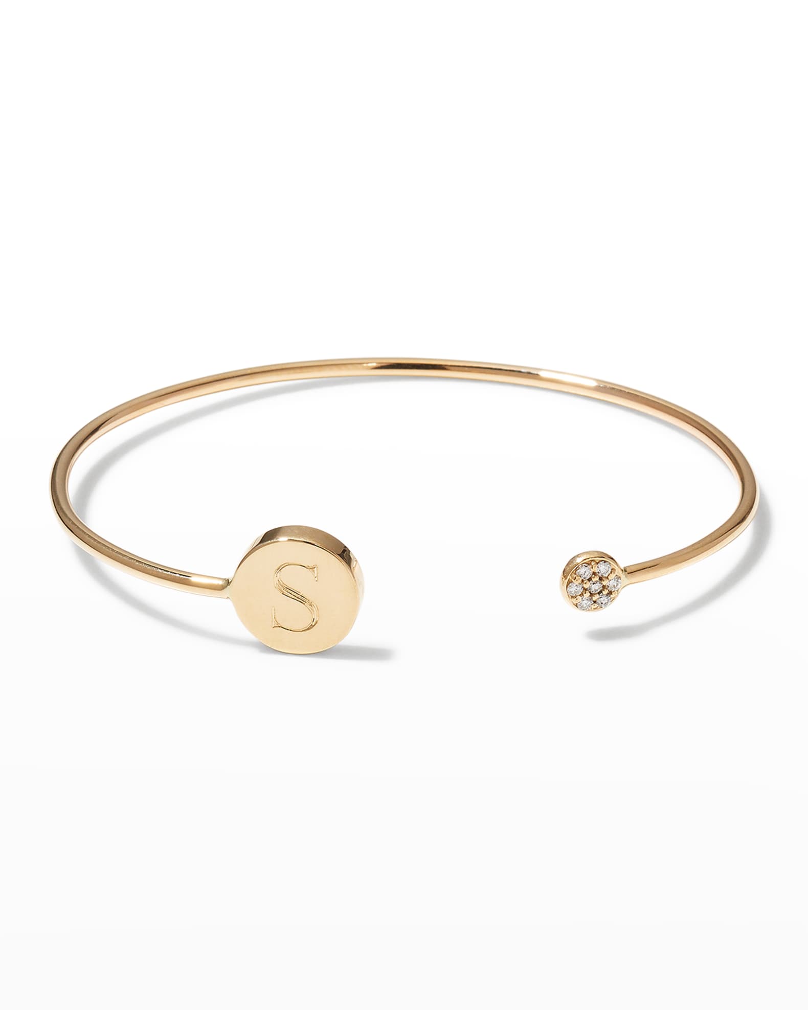 Sarah Chloe Elle 14K Gold Diamond Accent Initial Bangle Neiman Marcus