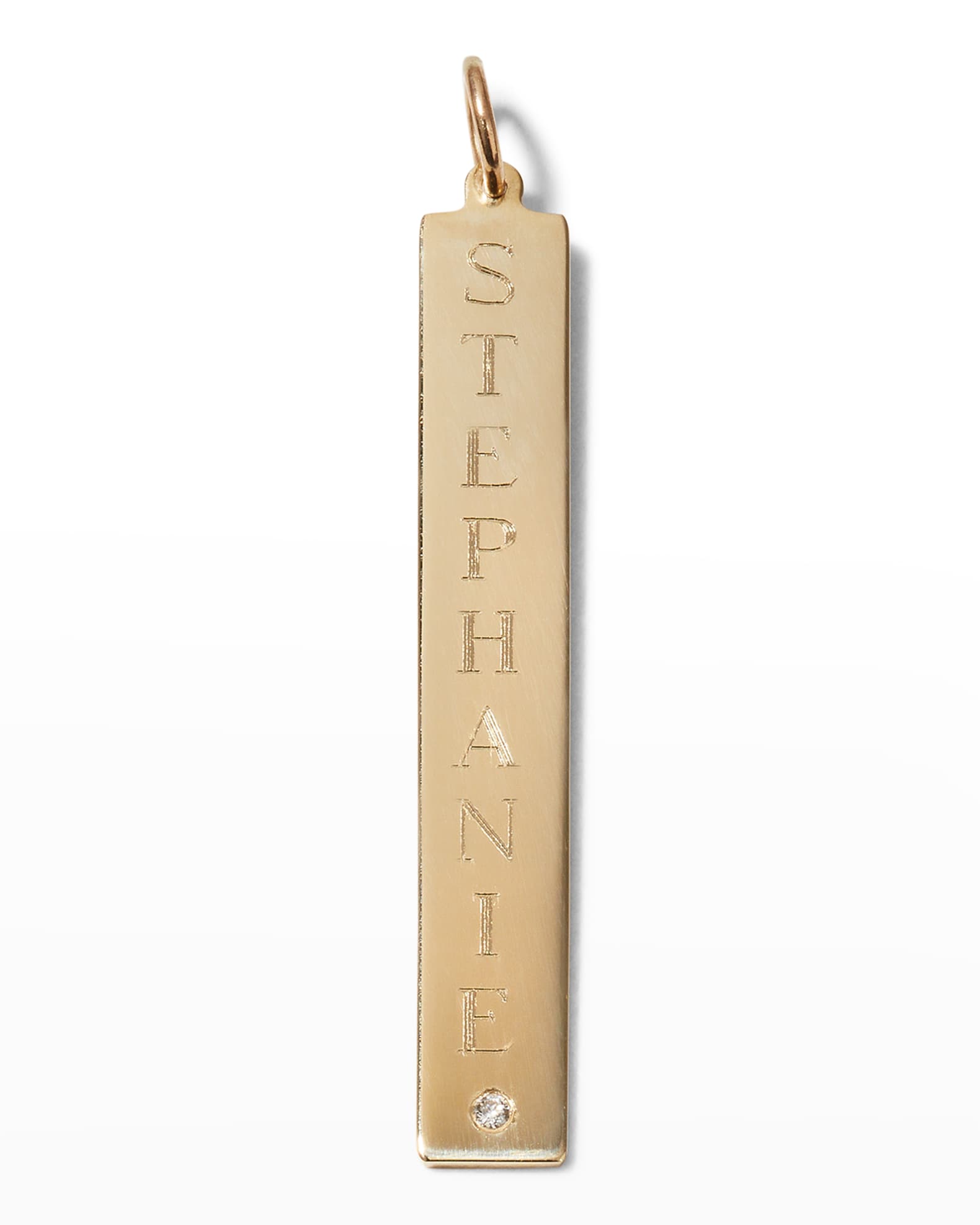 Melange 14K Gold Leigh Engraved Dog Tag with Diamond 0
