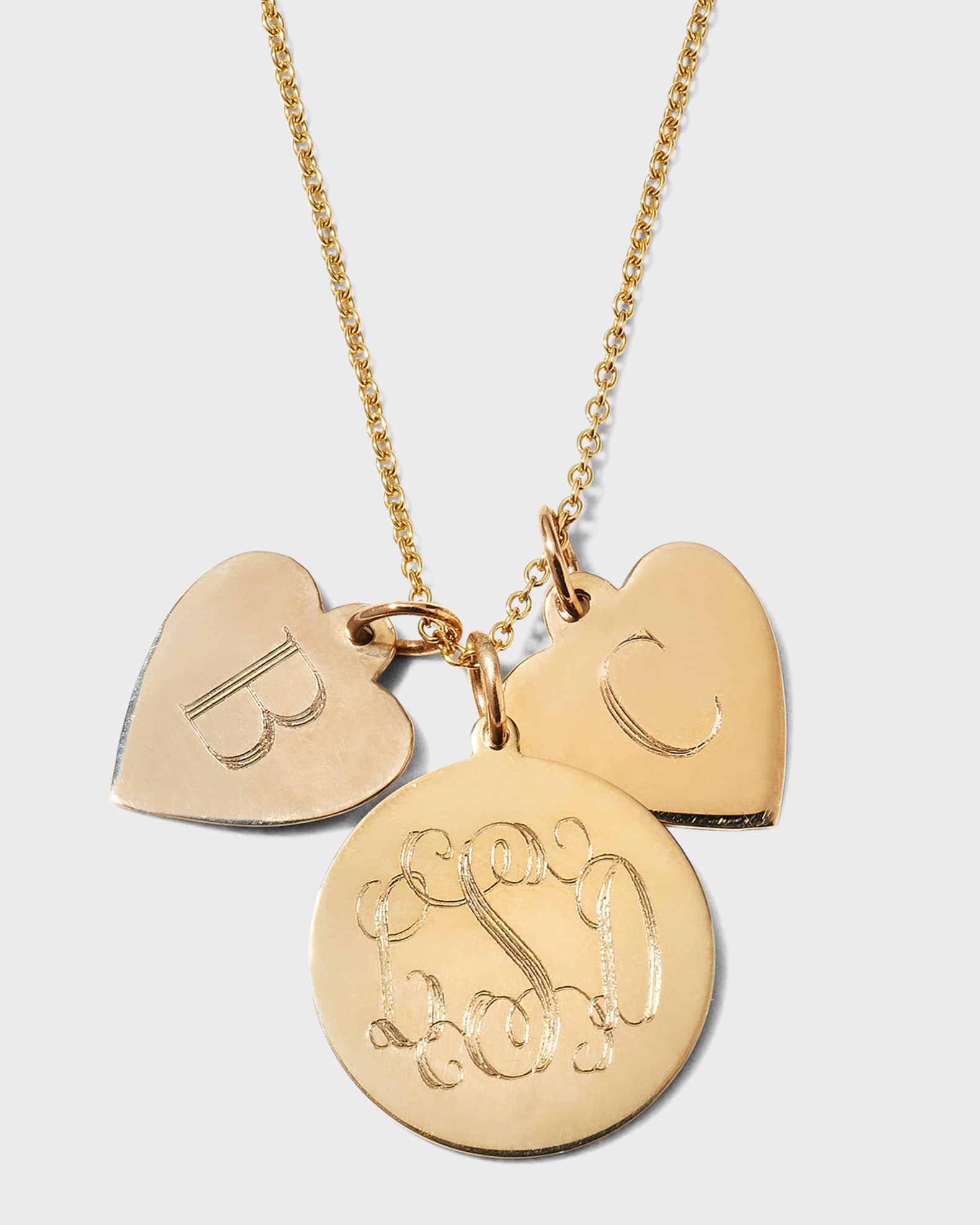 Sonya 14K Gold Layered Monogram and Heart Initials Necklace 0
