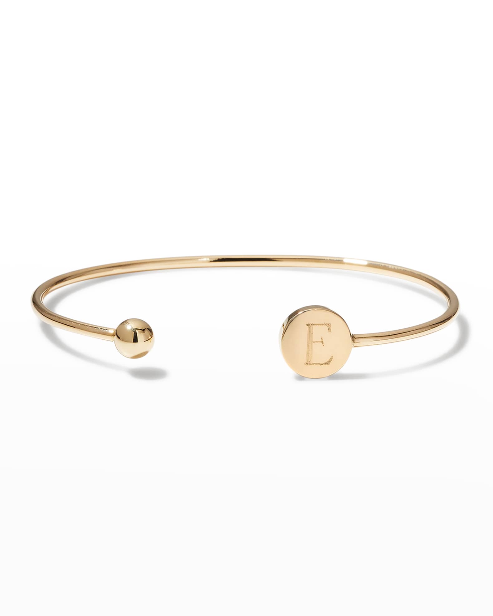 Sarah Chloe Cara 14K Gold Monogrammed Circle Chain Bracelet, Gold, Women's, Bracelets Monogram Initial & Alphabet Bracelets