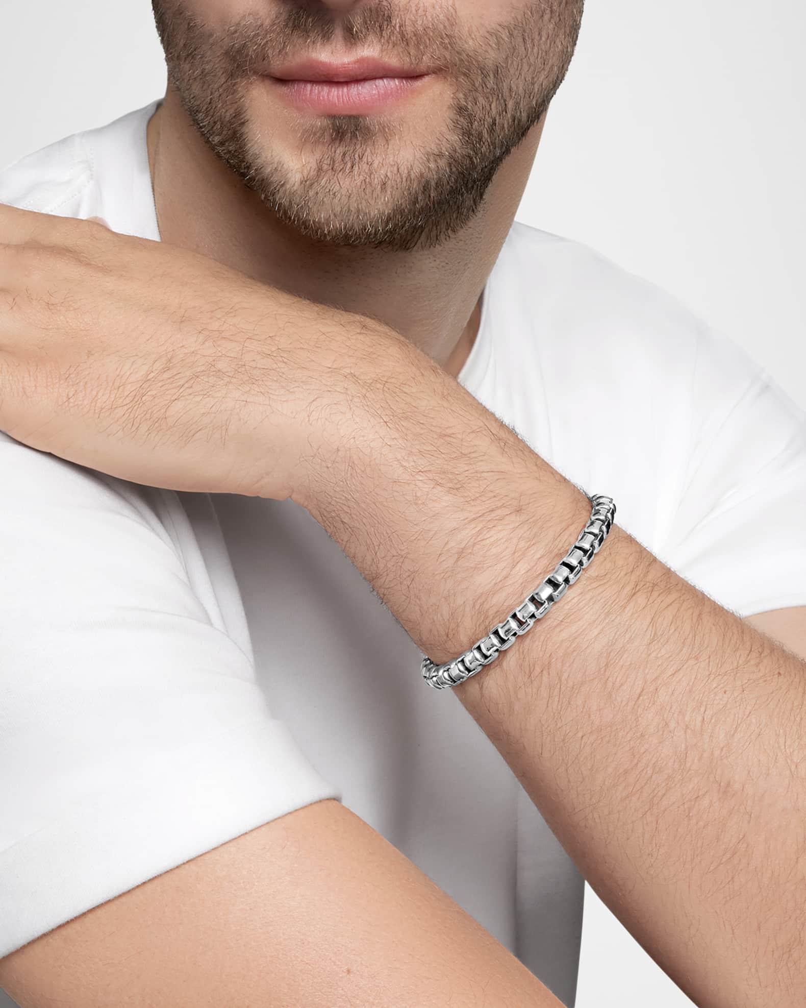 David Yurman Men s Box Chain Bracelet in Silver 7mm Neiman Marcus