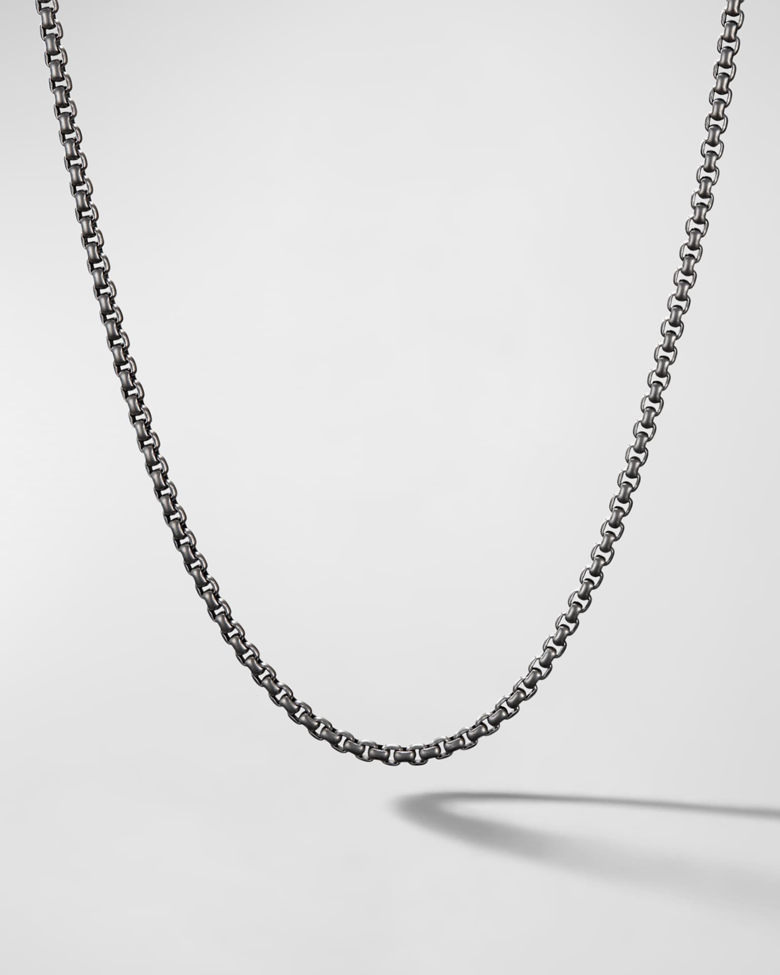 Men's Box Chain Necklace in Darkened Stainless Steel, 2.7mm, 20"L 0