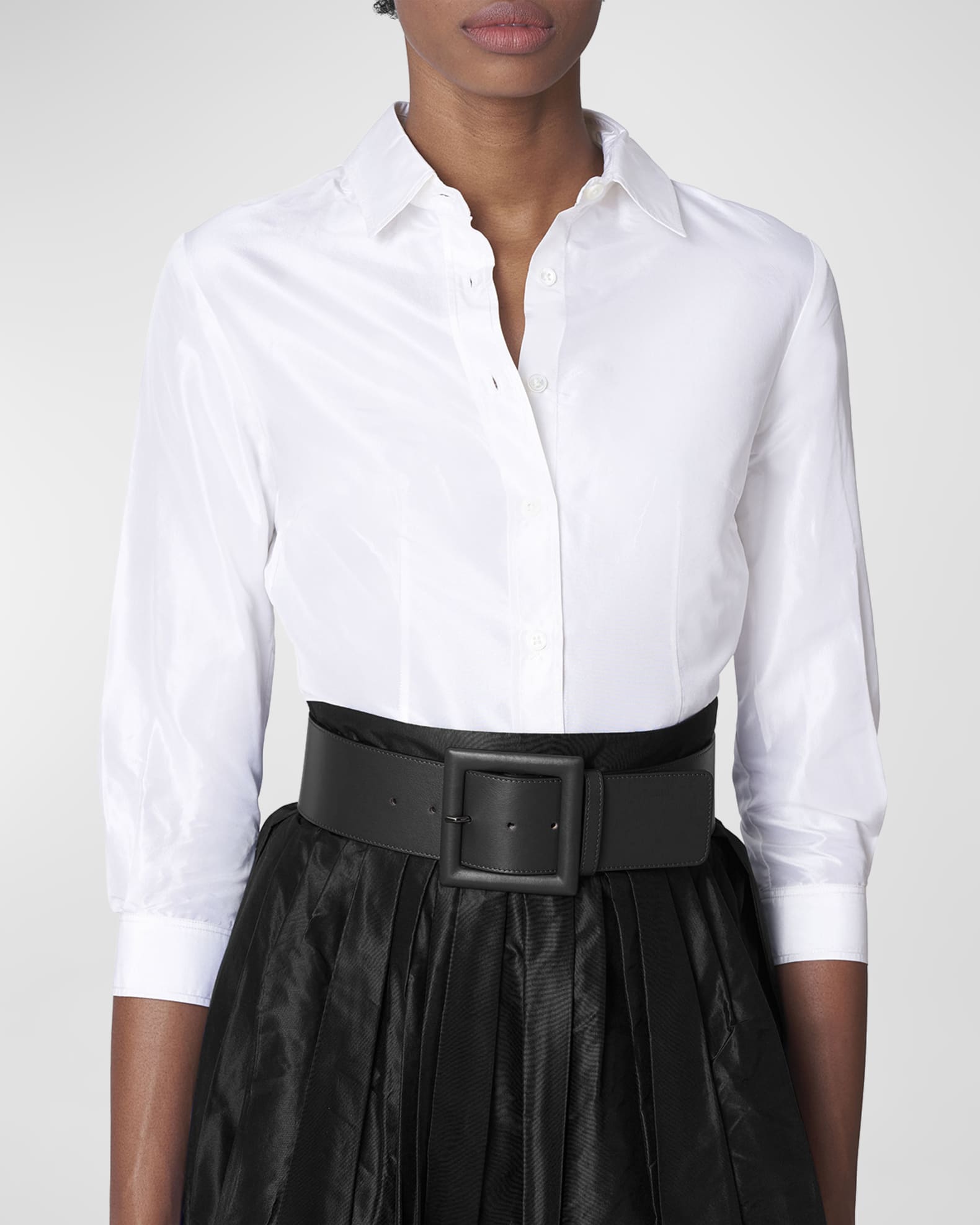 Carolina Herrera Square-Buckle Wide Leather Belt Neiman Marcus