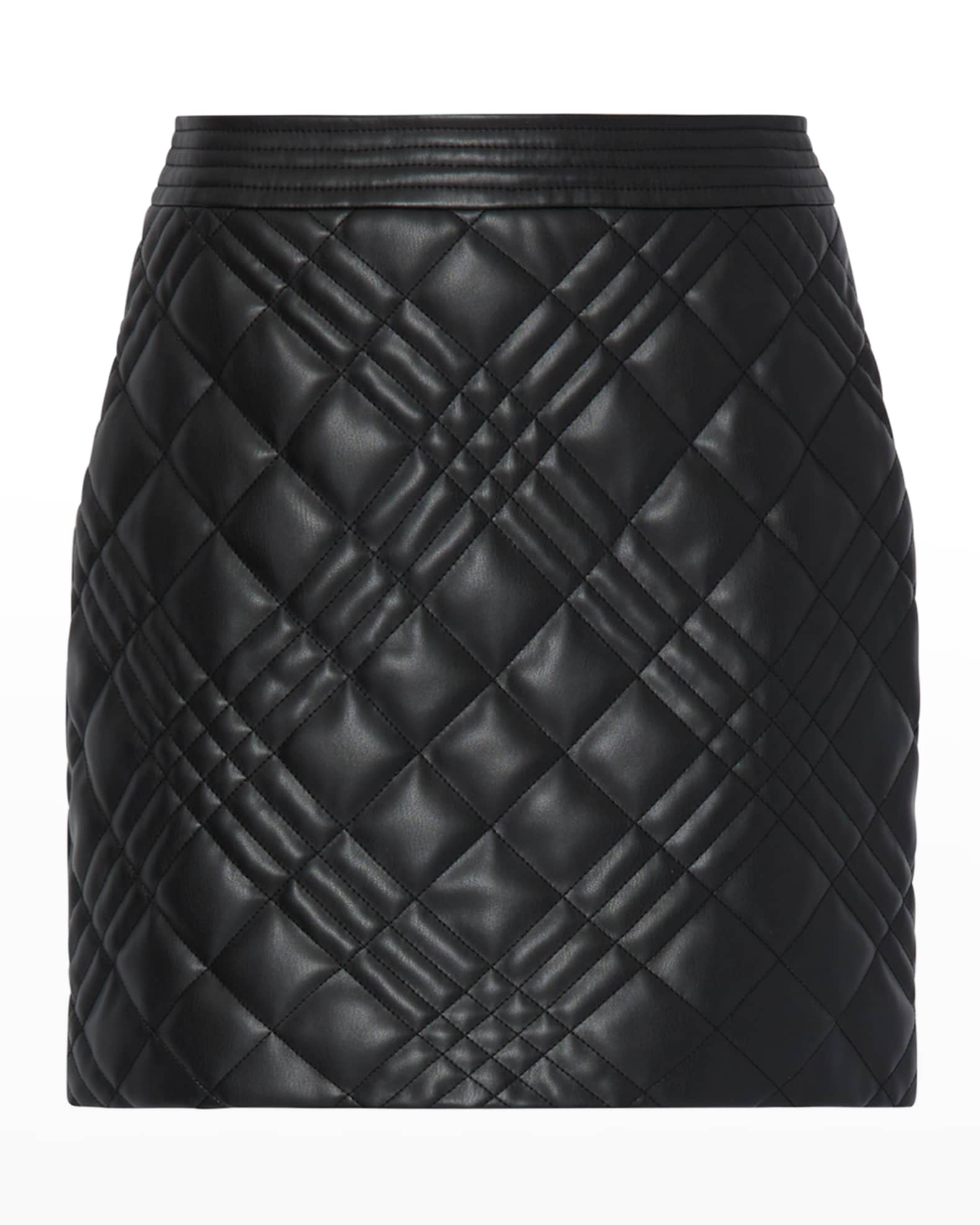 Milly Hailey Quilted Vegan Leather Skirt | Neiman Marcus