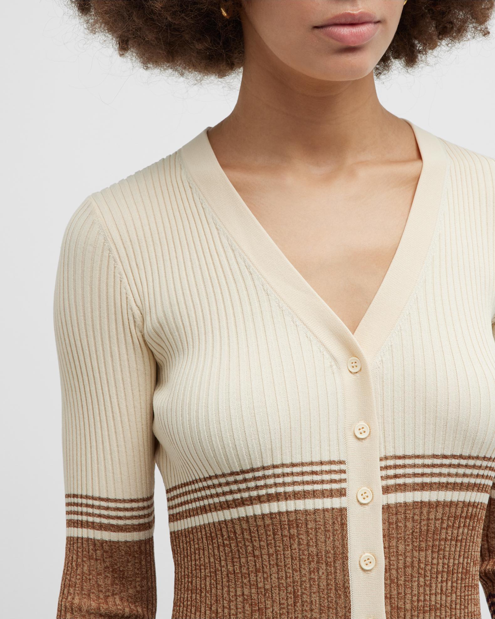 Staud Shoko Variegated Stripe Rib-Knit Sweater | Neiman Marcus