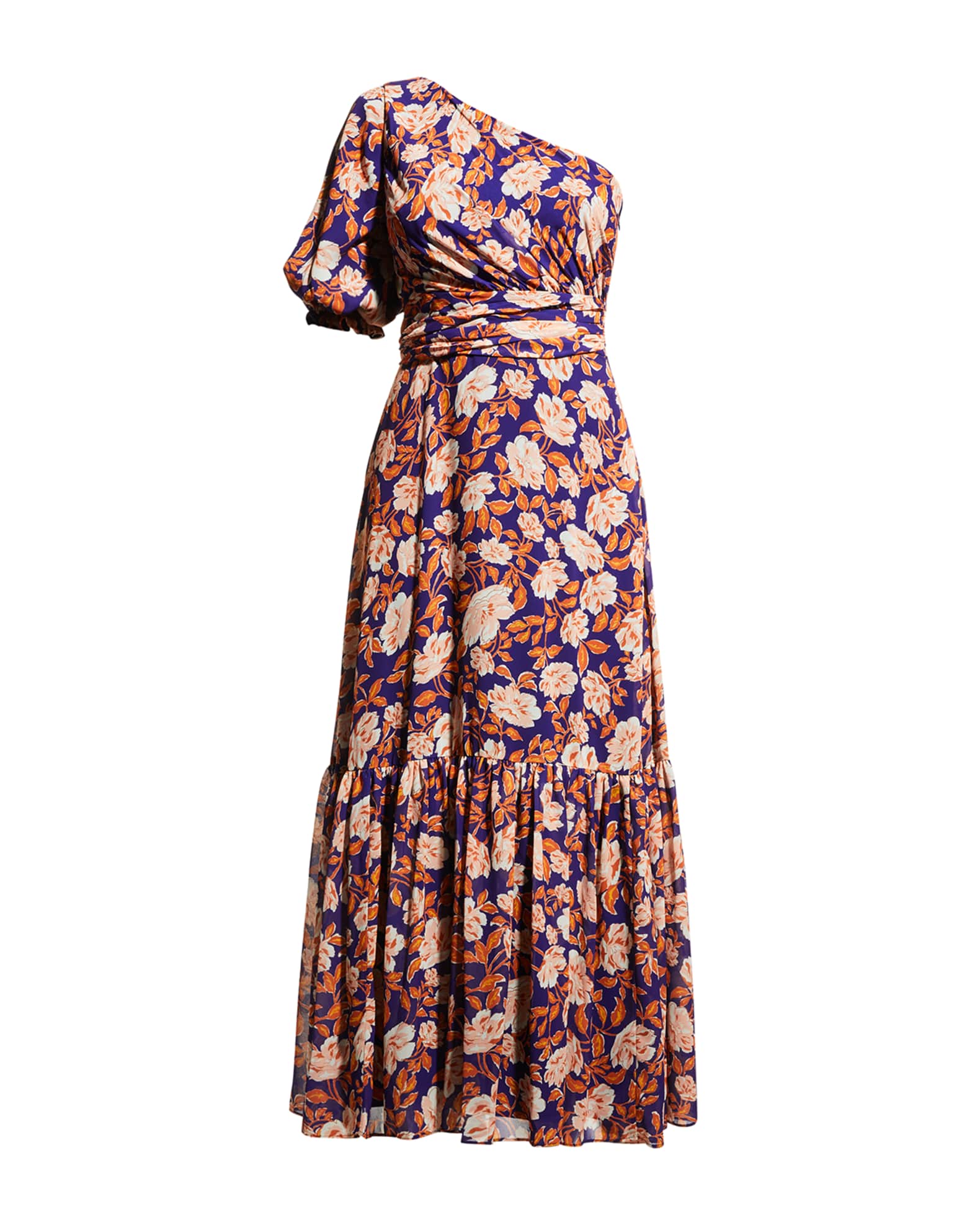 AMUR Claudia One-Shoulder Floral Maxi Dress | Neiman Marcus