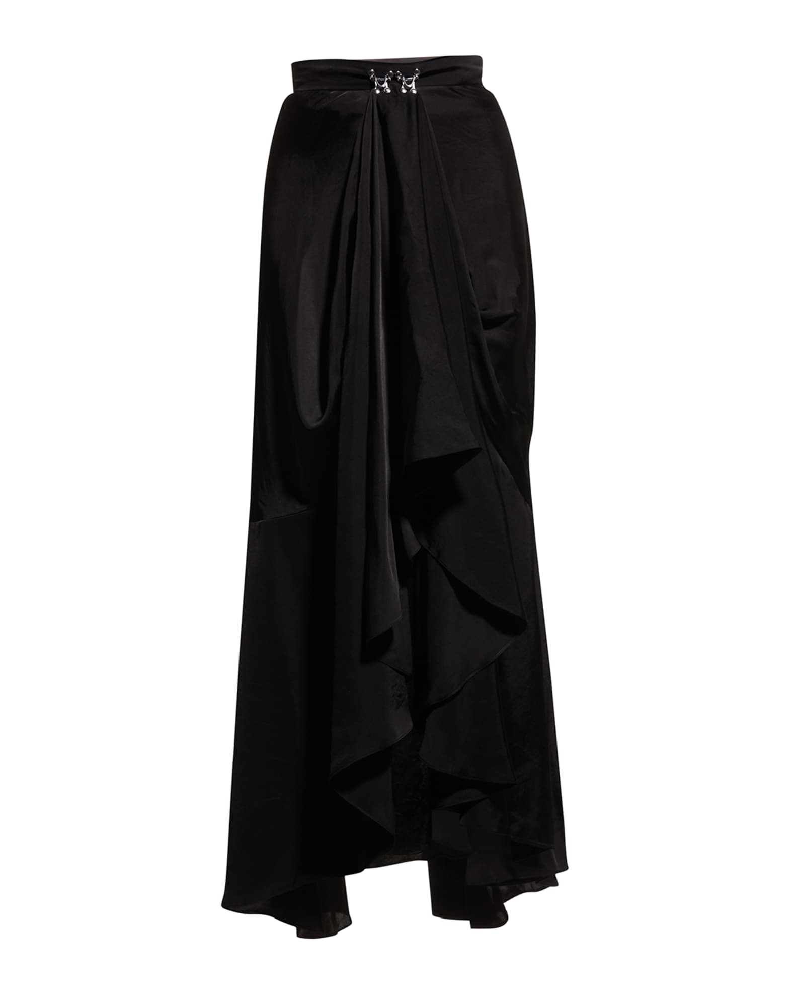 Alexander McQueen Asymmetric Drape Hooks Maxi Skirt | Neiman Marcus