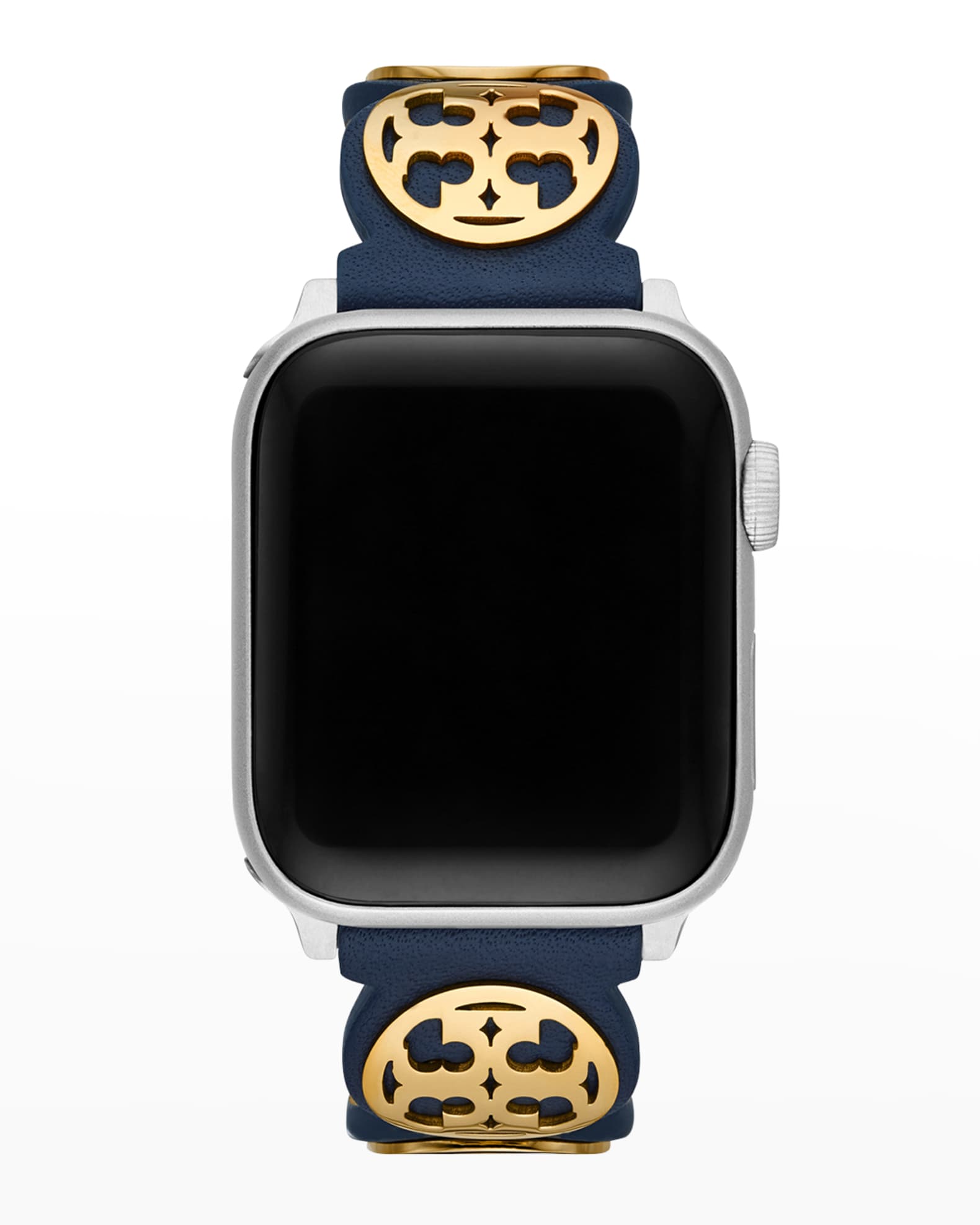 Tory Burch Miller Leather Apple Watch Band in Blue, 3841mm Neiman Marcus