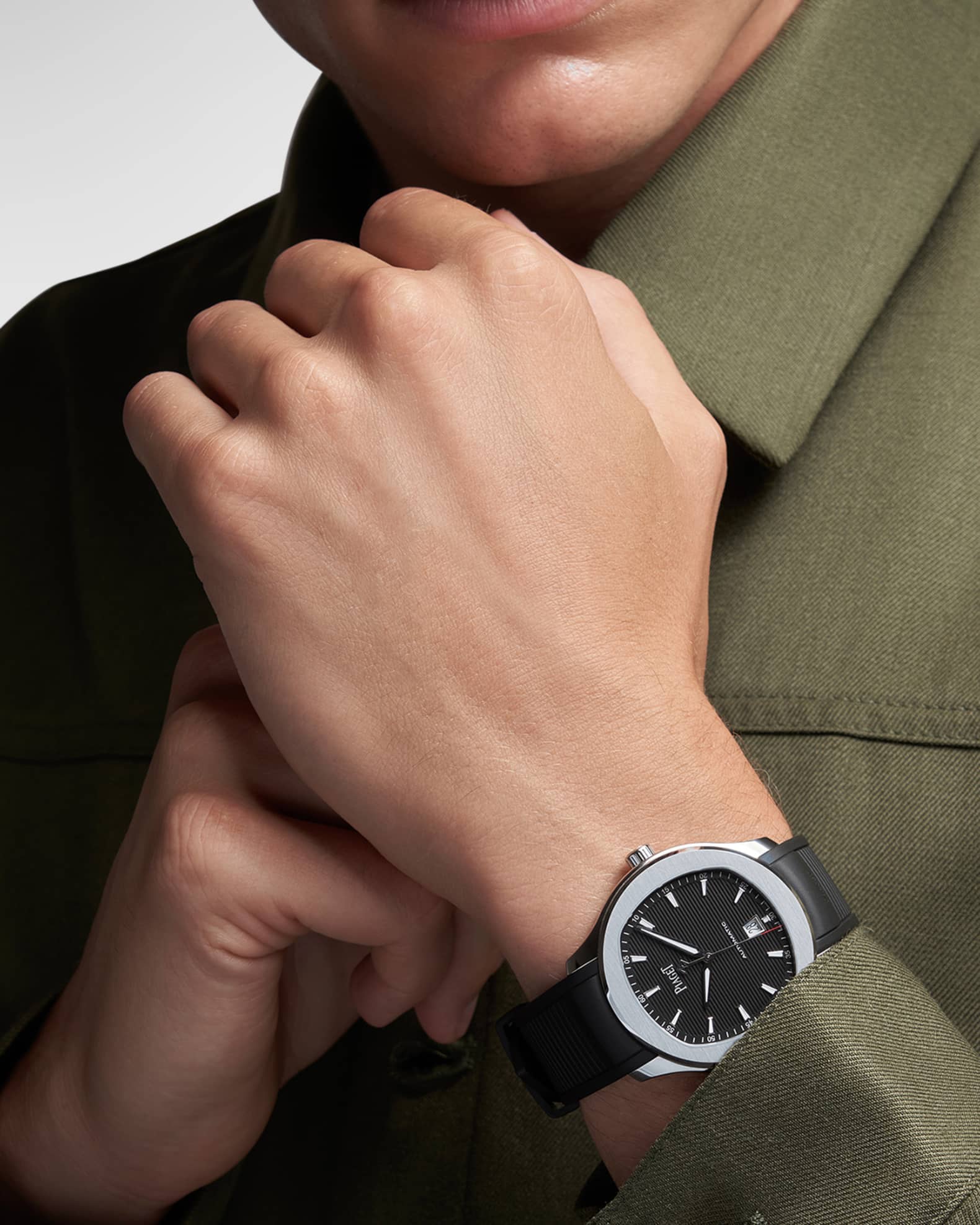 Polo Date 42mm Stainless Steel & Black Rubber Strap Watch 1