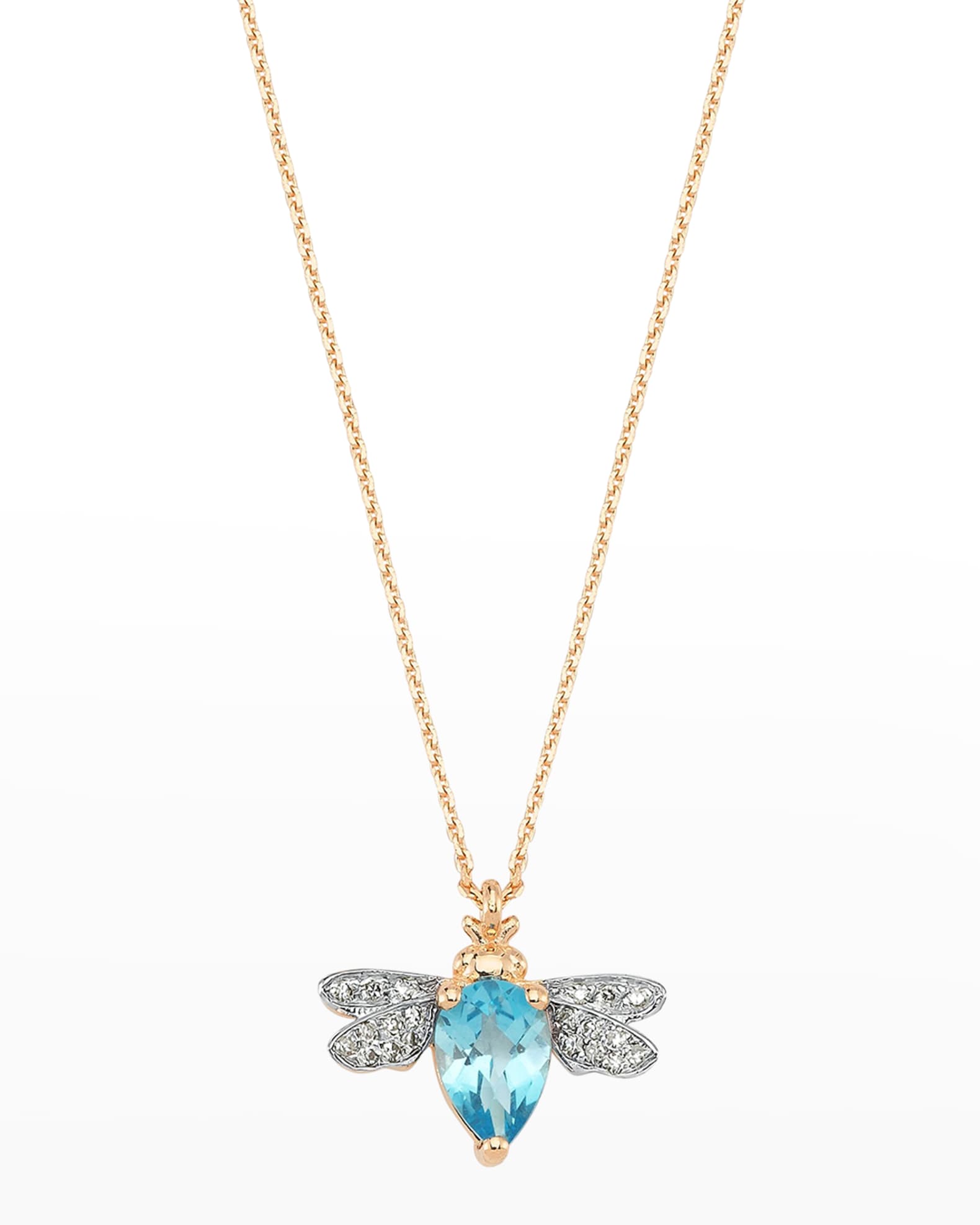 Diamond and Blue Topaz Bee Necklace 0