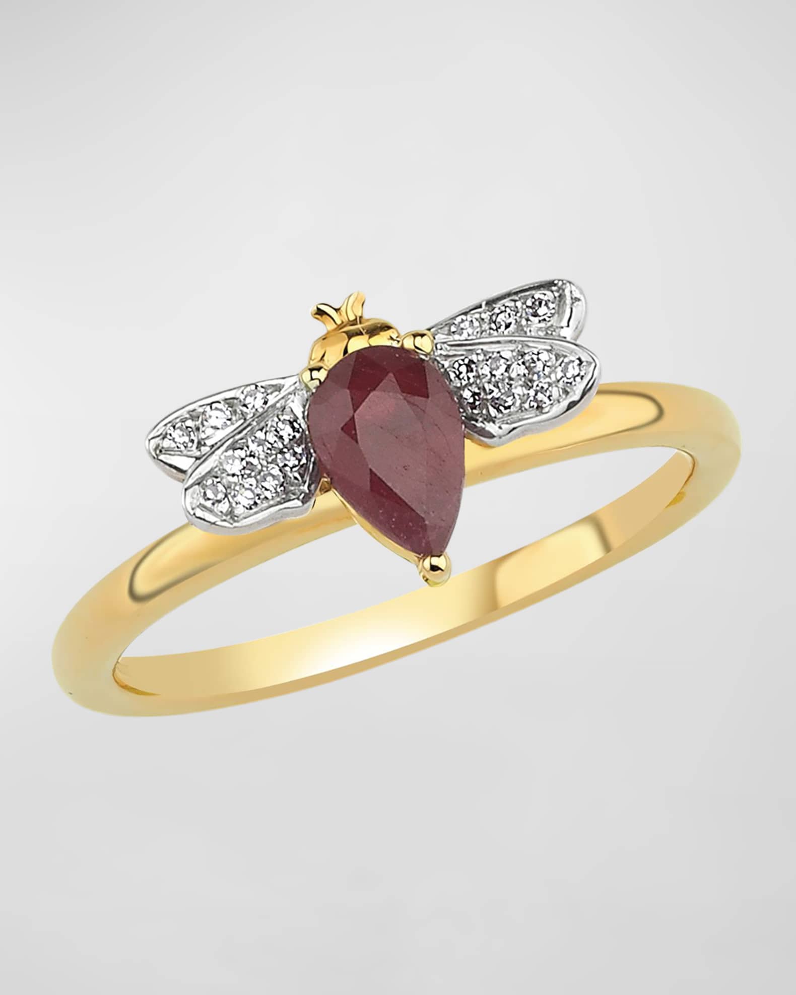 Diamond and Ruby Bee Ring 0
