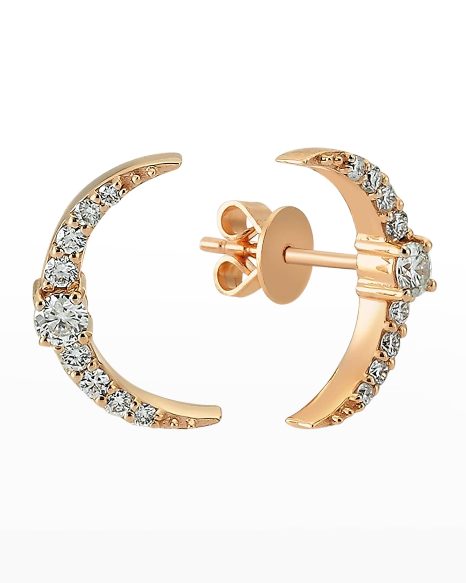 Crescent Diamond Stud Earrings 0