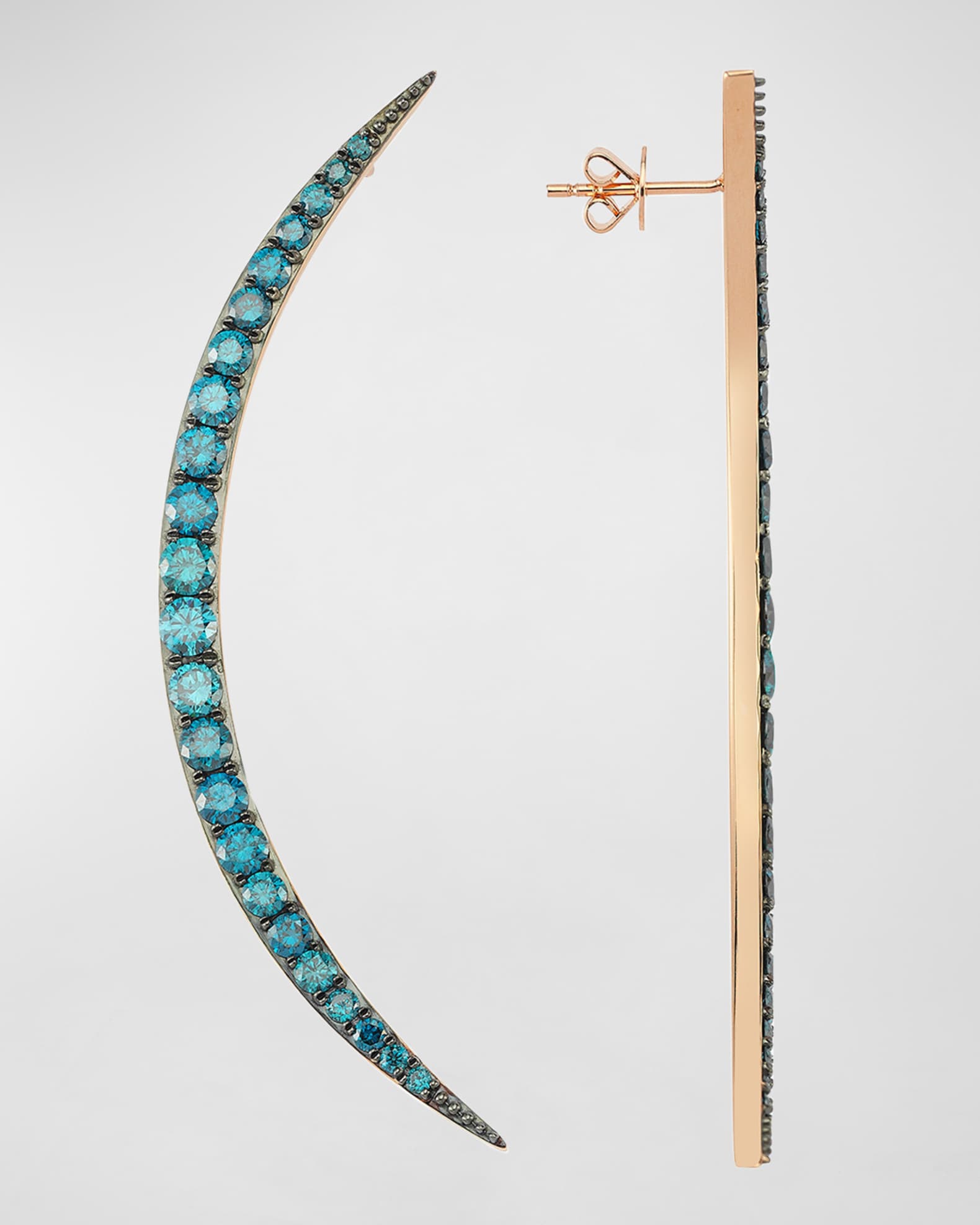Blue Diamond Crescent Earrings 0