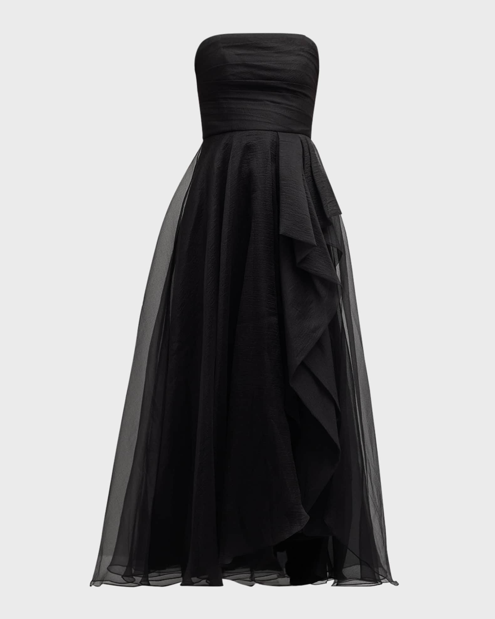 Theia Teresa Draped Strapless Gown Zinnia