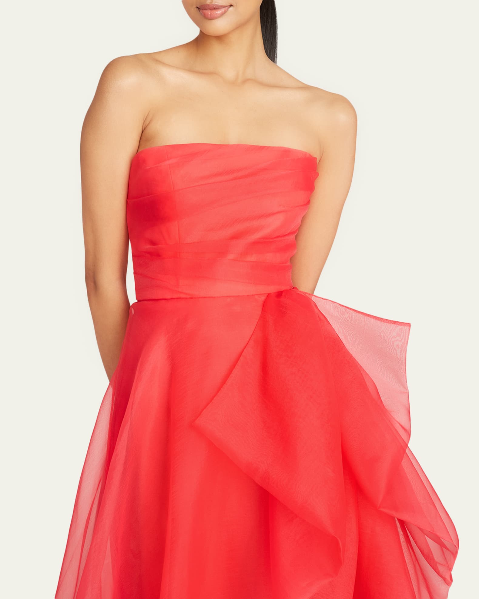 Theia Teresa Draped Strapless Gown Neiman Marcus
