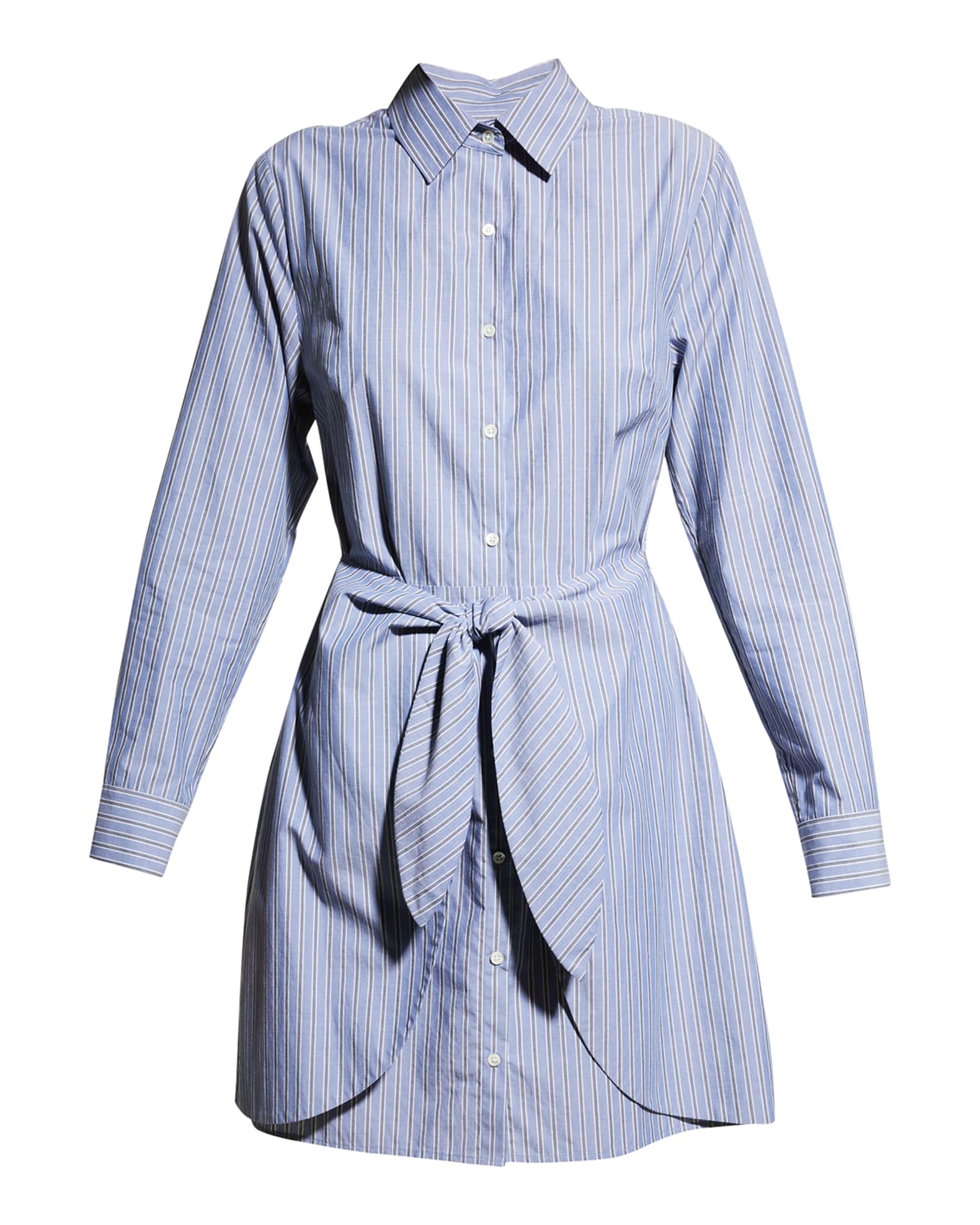 Rails Nadia Striped Front-Tie Mini Shirtdress | Neiman Marcus