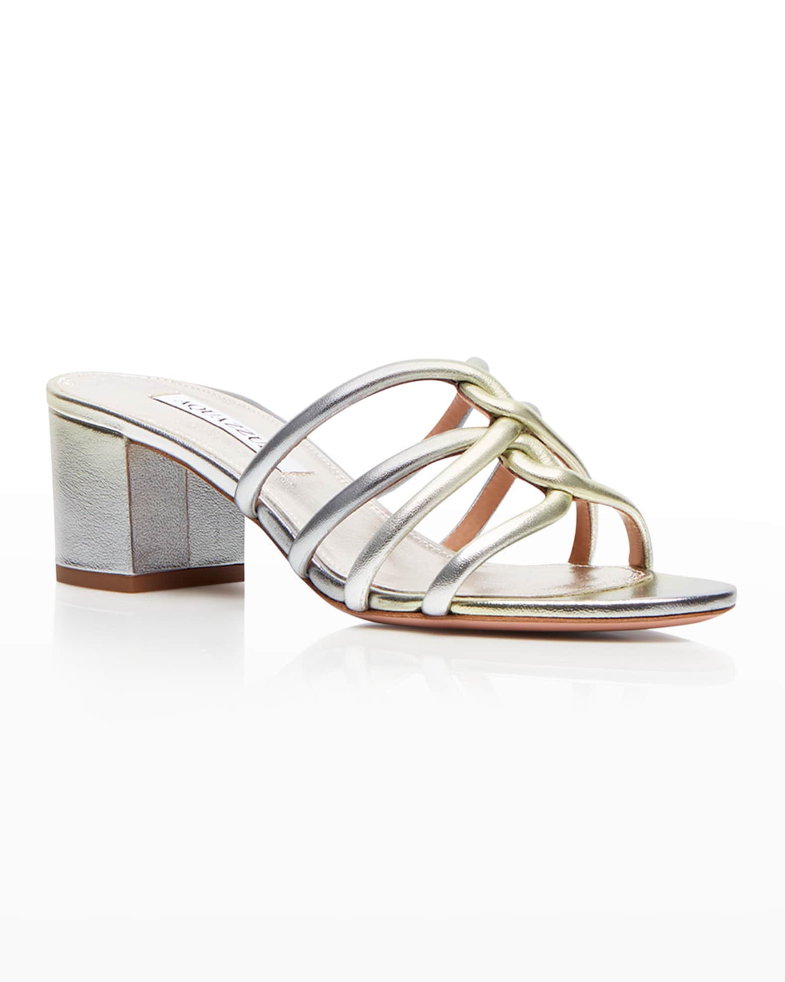 aquazzura sole 50 metallic leather sandals