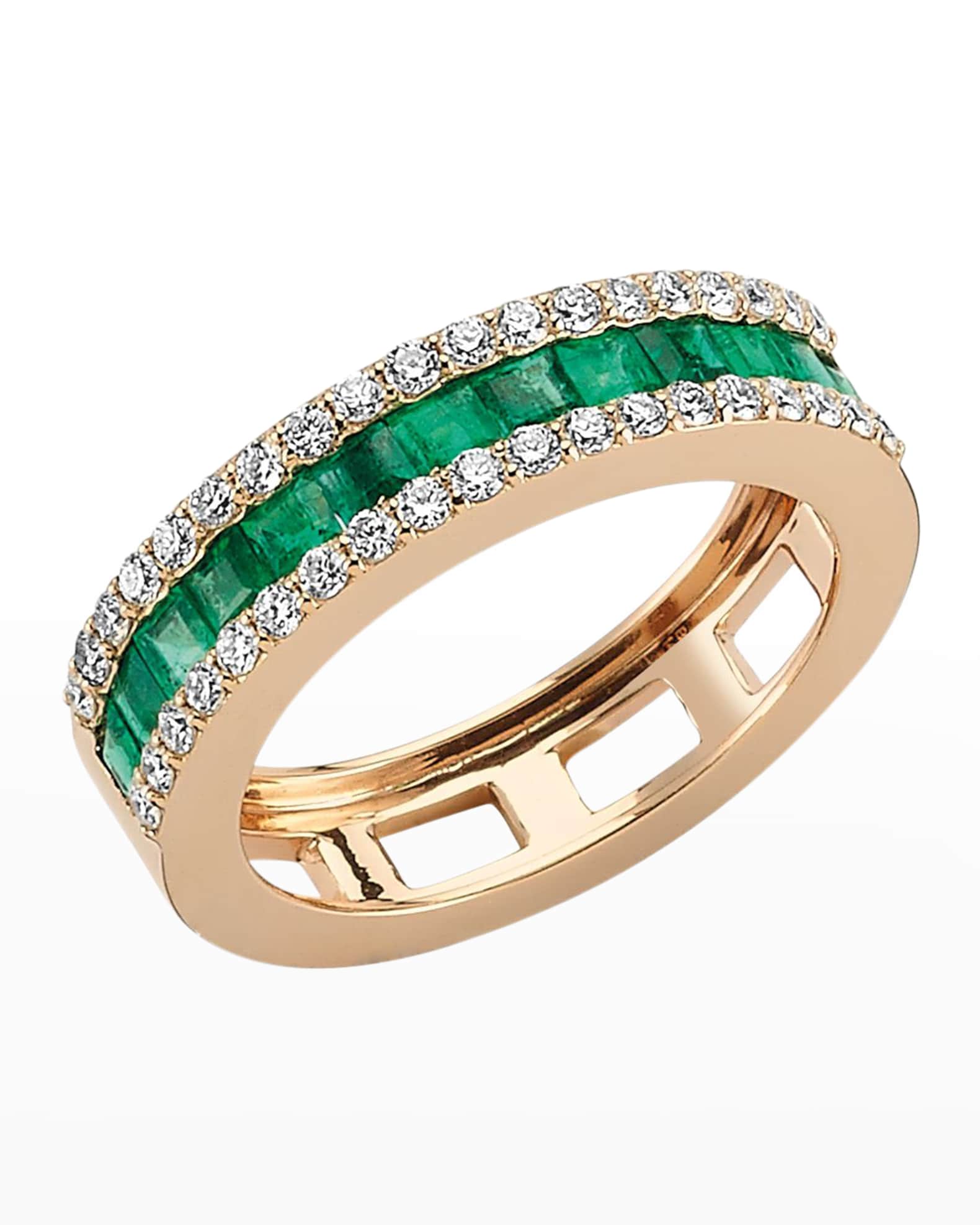Mondrian Diamond and Emerald Ring 0