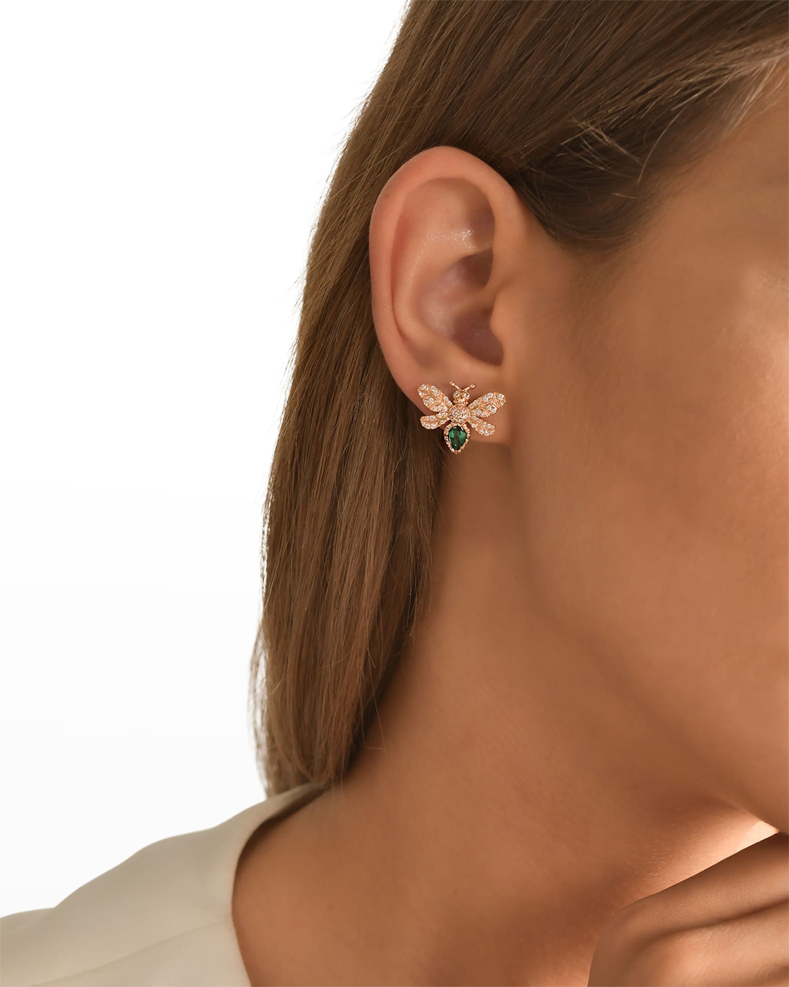Diamond and Emerald Bee Earring, Single 1