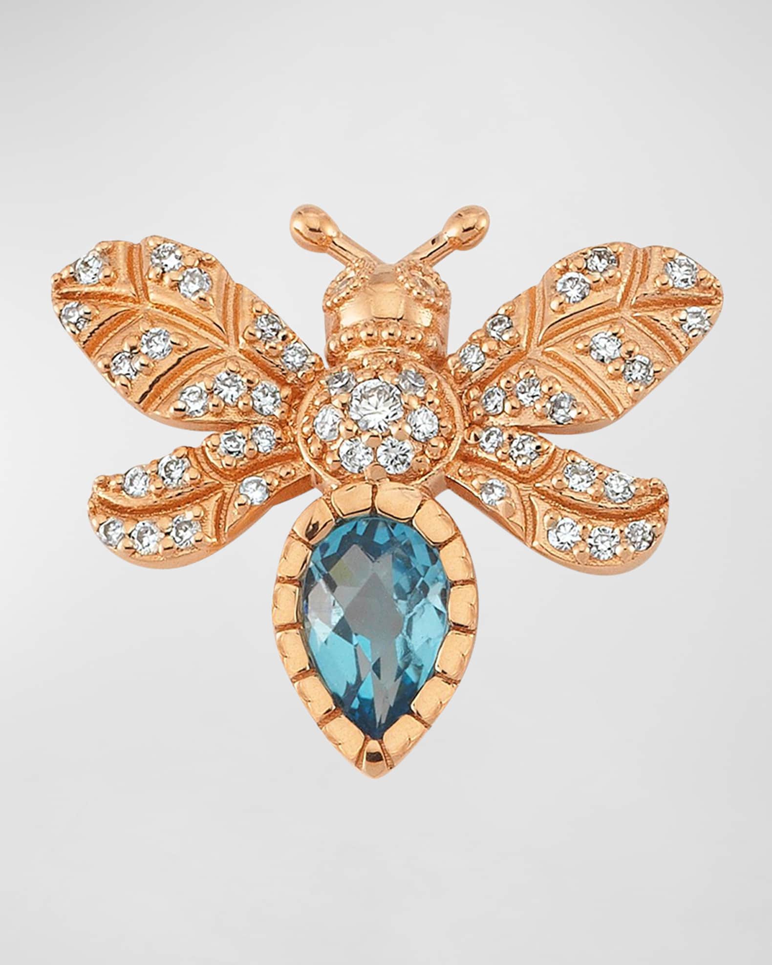 Diamond and Blue Topaz Bee Earring, Single 0