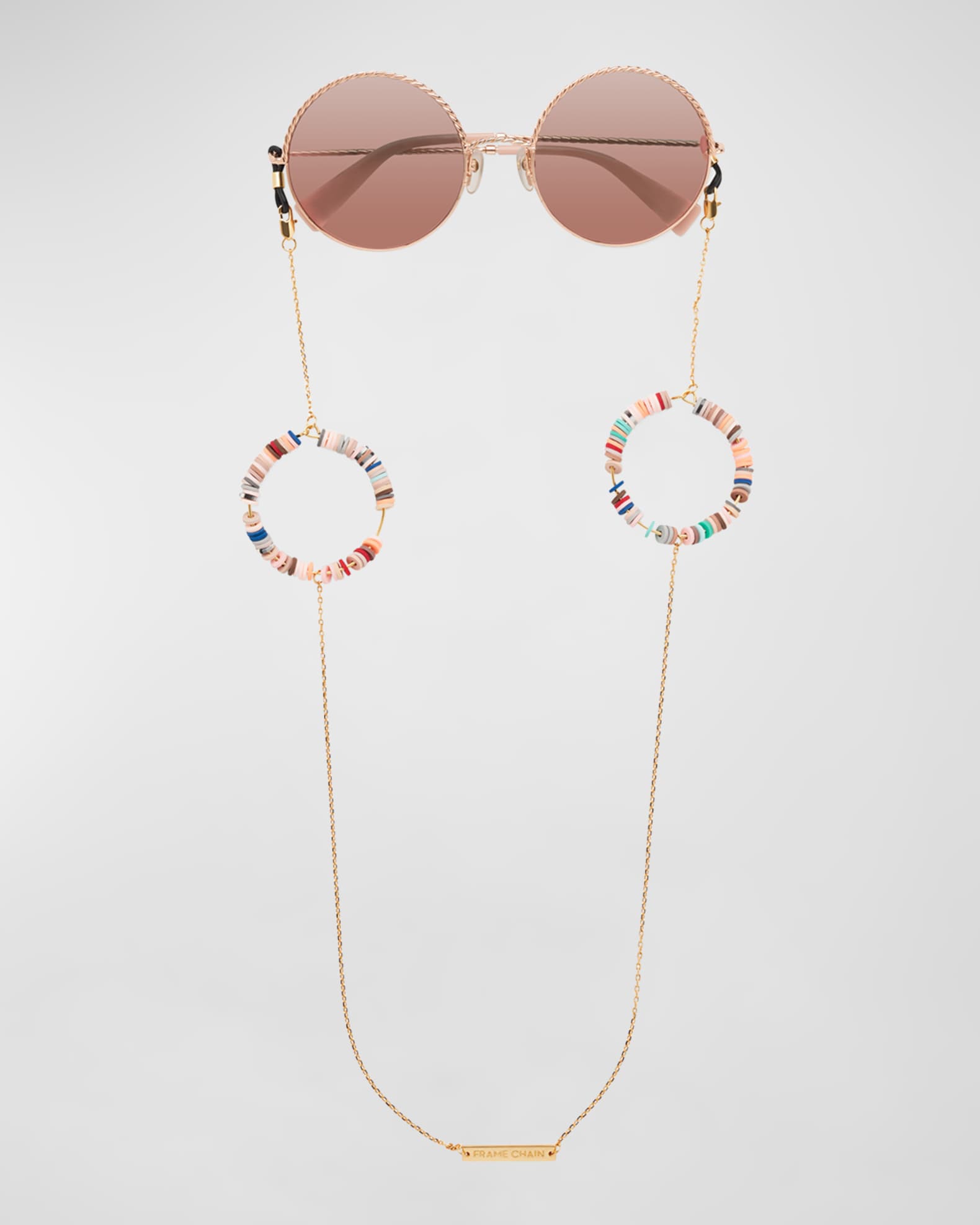 Round sunglasses with chain cheap
