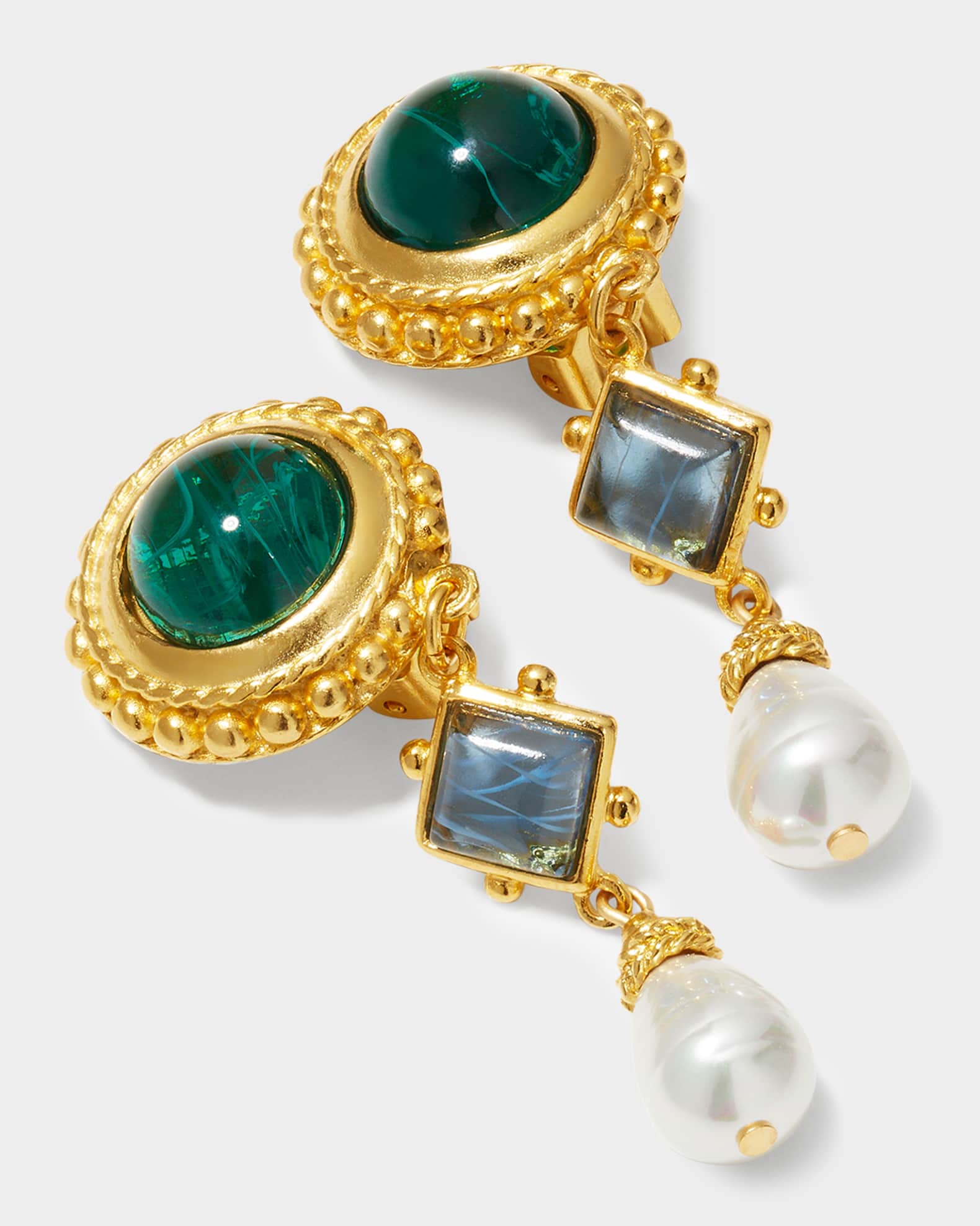 BenAmun Multi Stone ClipOn Earrings Neiman Marcus