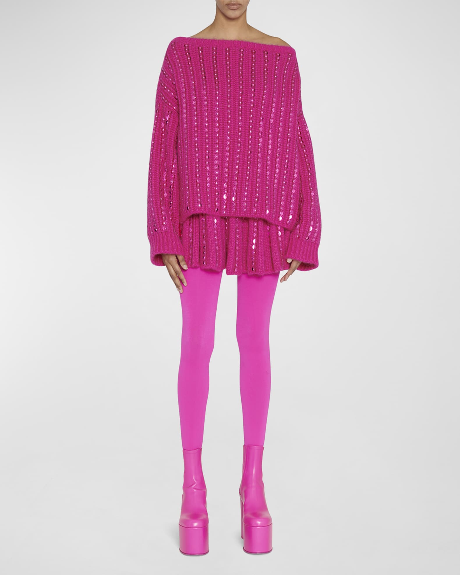 Valentino Garavani Sequin Rib Knit Mini Skirt | Neiman Marcus