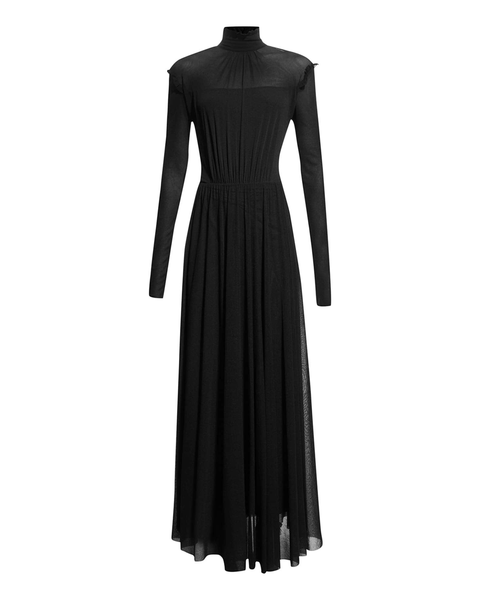 Fuzzi Semi-Sheer Long-Sleeve Long Dress | Neiman Marcus