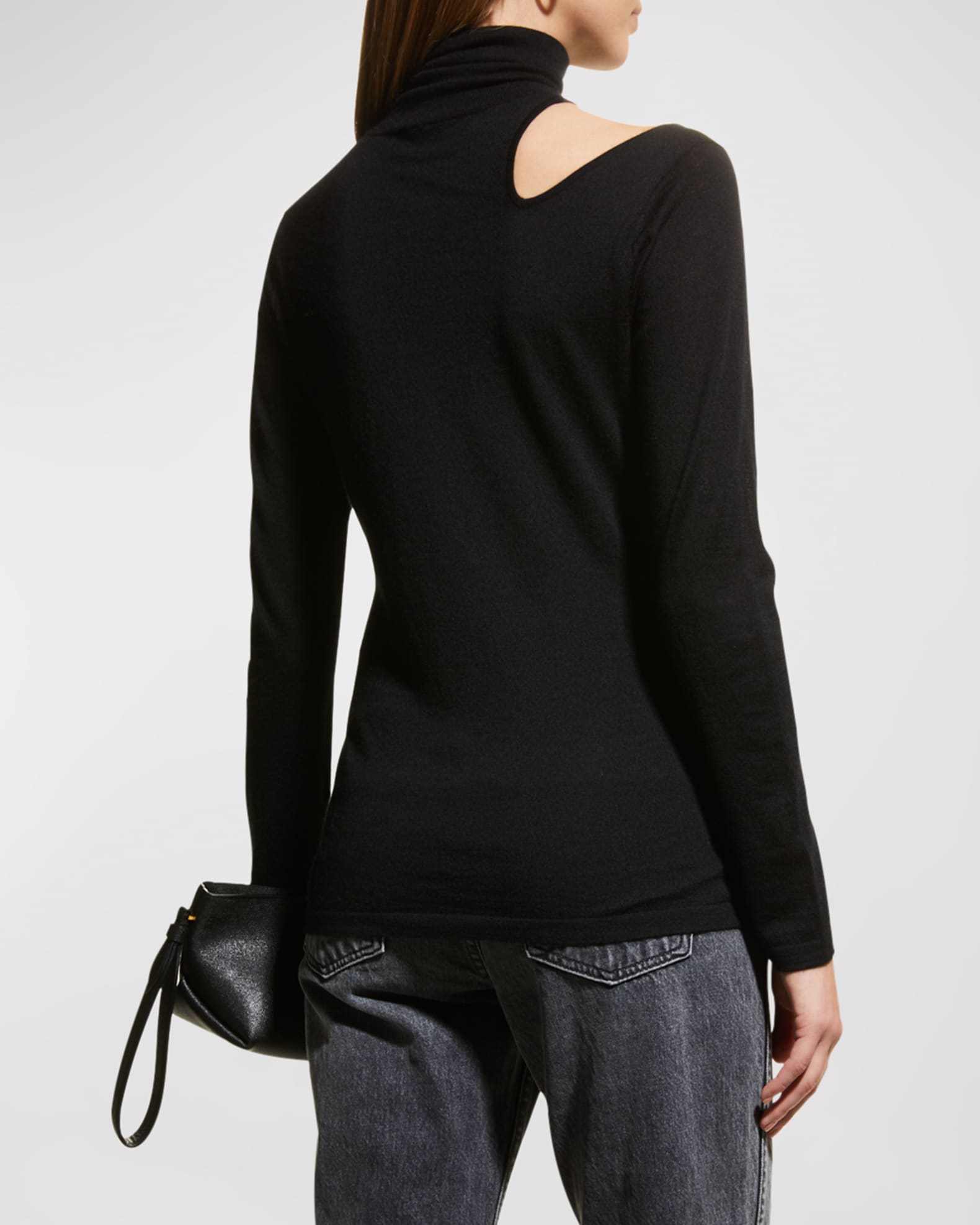 Neiman Marcus Cashmere Collection Cashmere Cutout Turtleneck Sweater