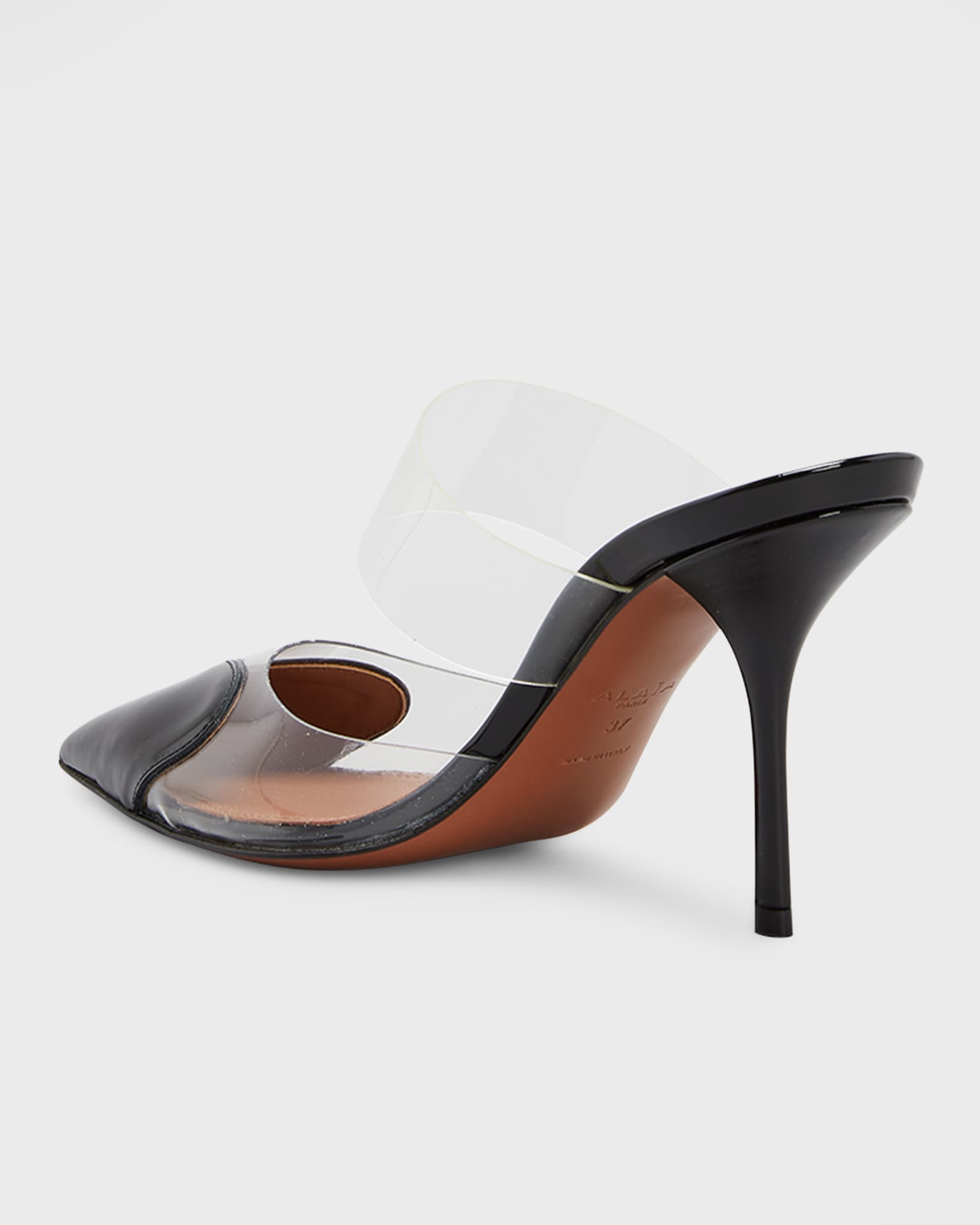 ALAIA Clear Cap Toe Mule Pumps Neiman Marcus