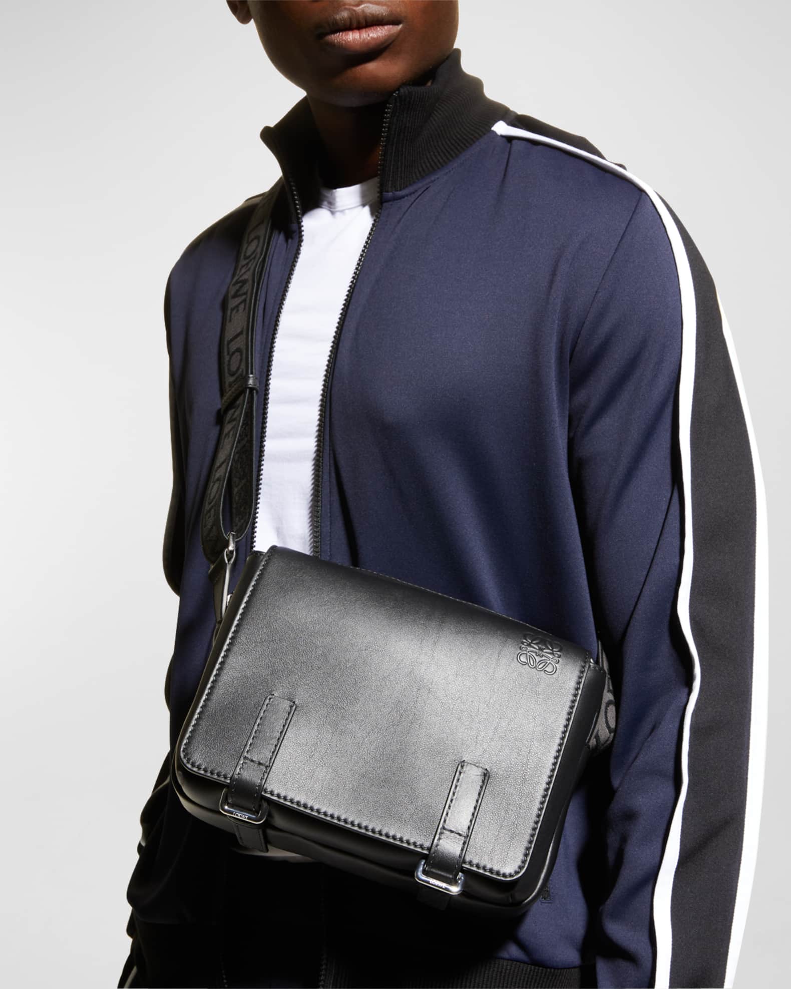 Men's Military Leather Messenger Bag, XS