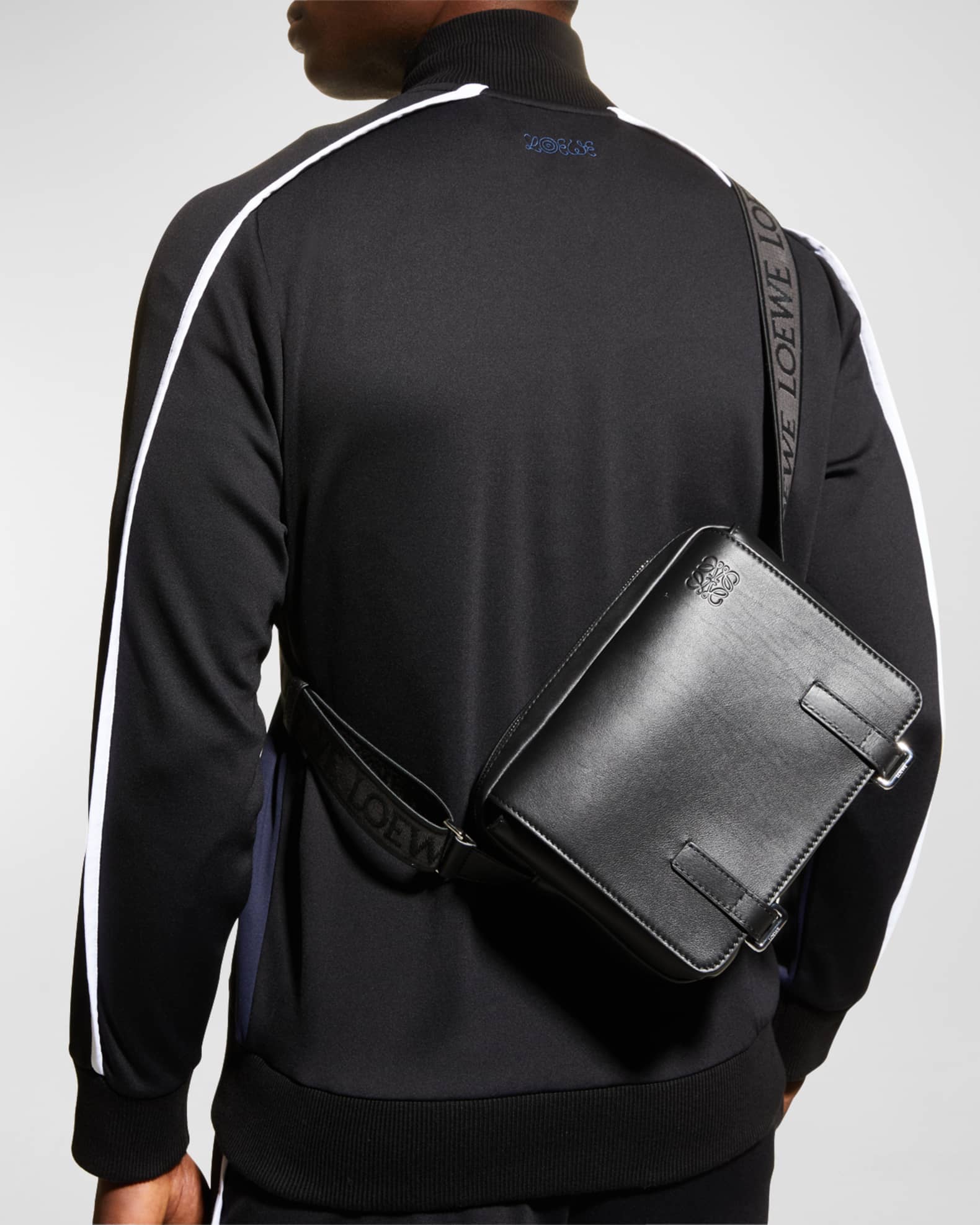 Loewe Men's Military Leather Messenger Bag, XS | Neiman Marcus