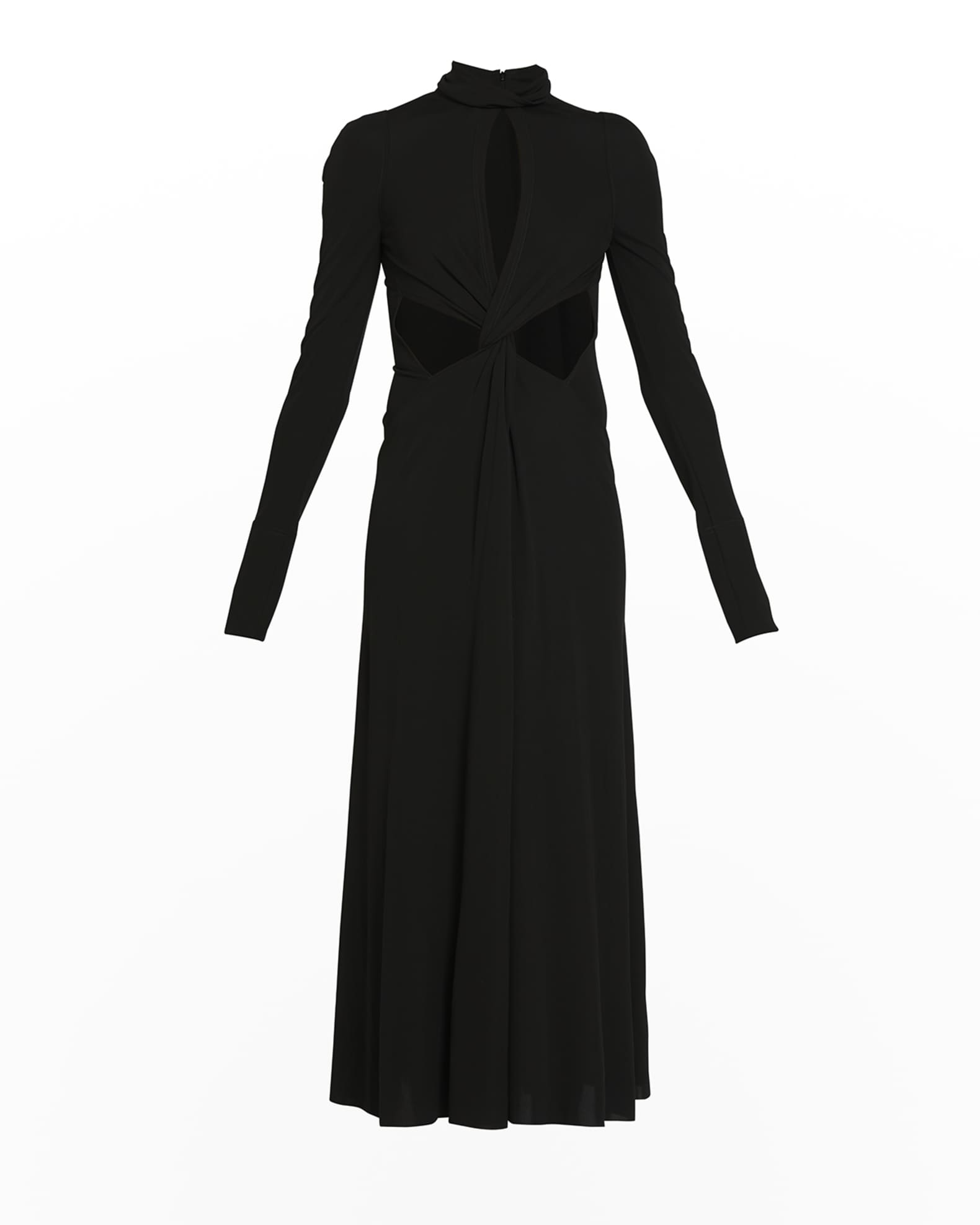 Victoria Beckham TwistFront Cutout HighNeck Dress Neiman Marcus