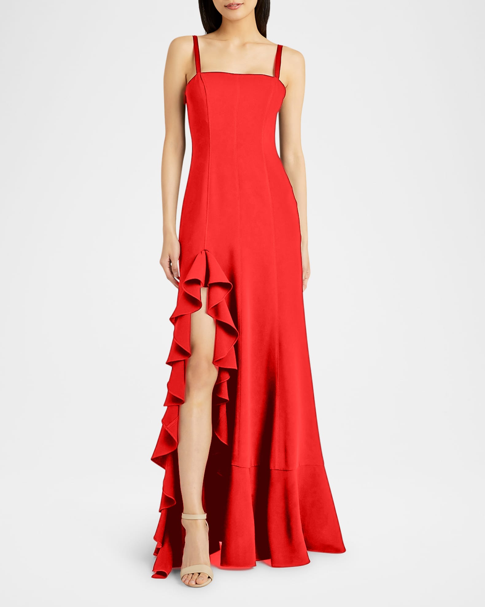 Dilan Cascading Ruffle Slit Gown 1