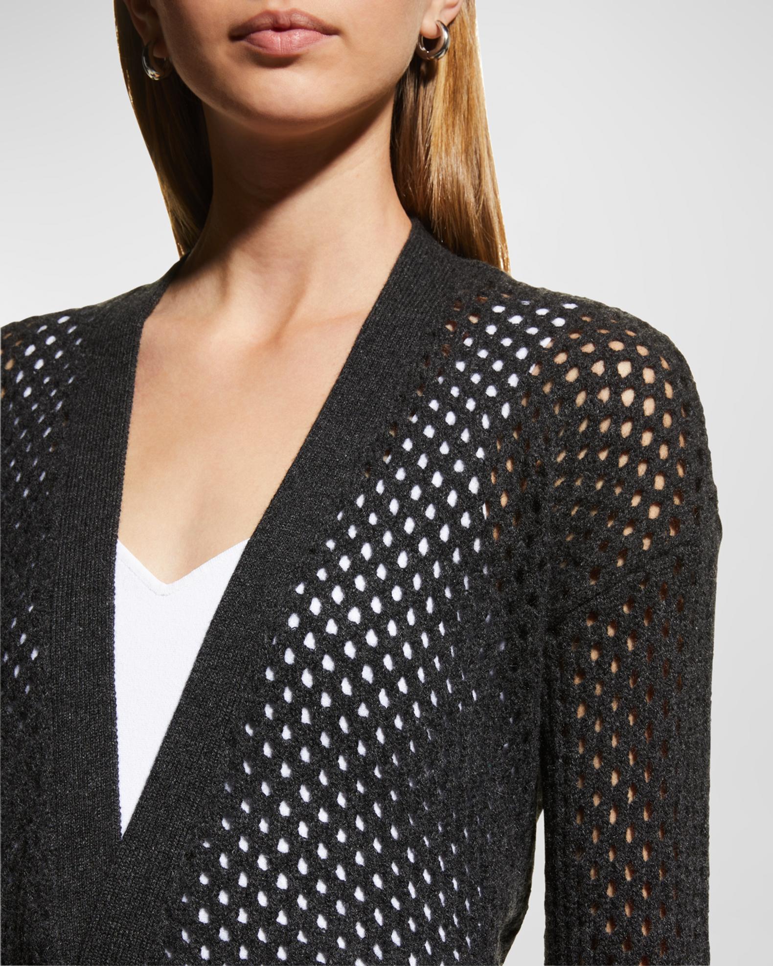 Neiman Marcus Cashmere Collection Cashmere Mesh Stitch Cardigan ...