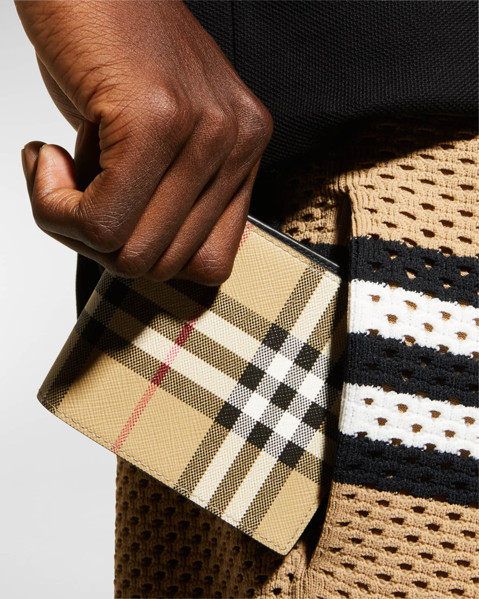 BURBERRY: Vintage Check wallet in coated cotton - Beige