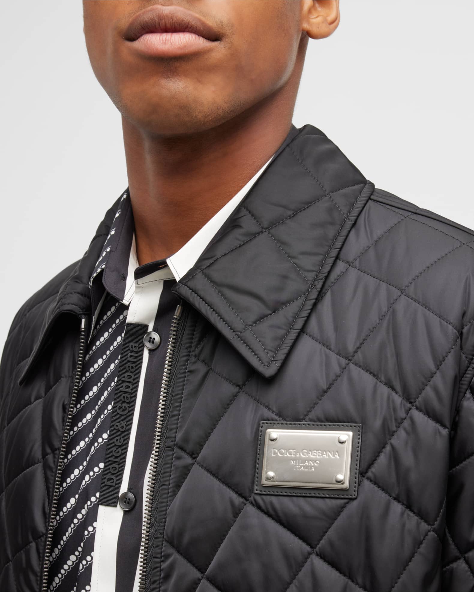 Dolce & Gabbana Black Polyester Logo Plaque Bomber Jacket main image 1