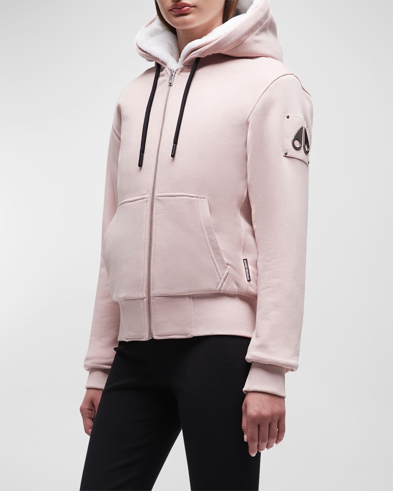 MOOSE KNUCKLES CLASSIC BUNNY MEN Zip-Up Hoodie Black/White Fur