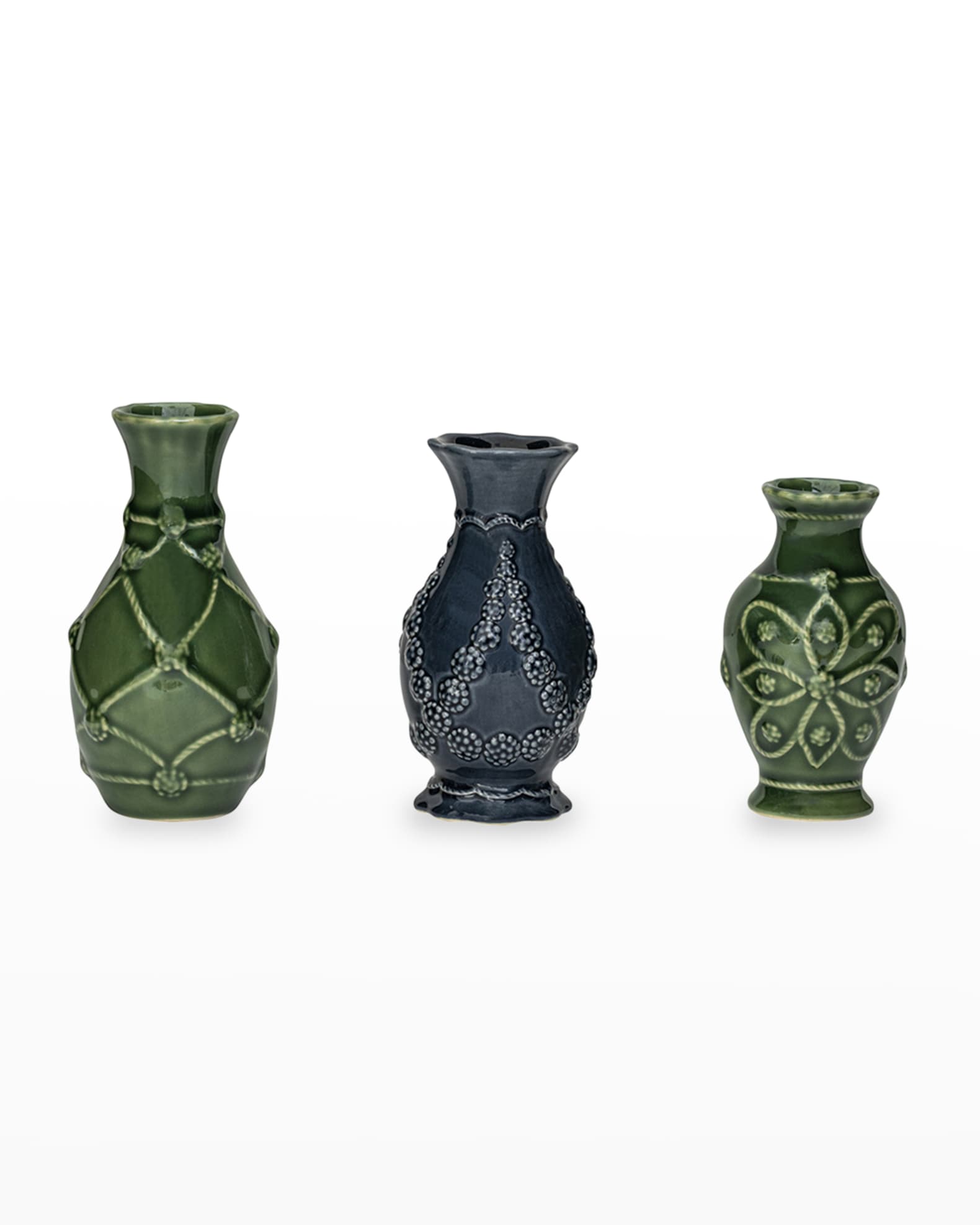 Juliska x Veronica Beard Jardins du Monde Green/Blue Mini Vase Trio