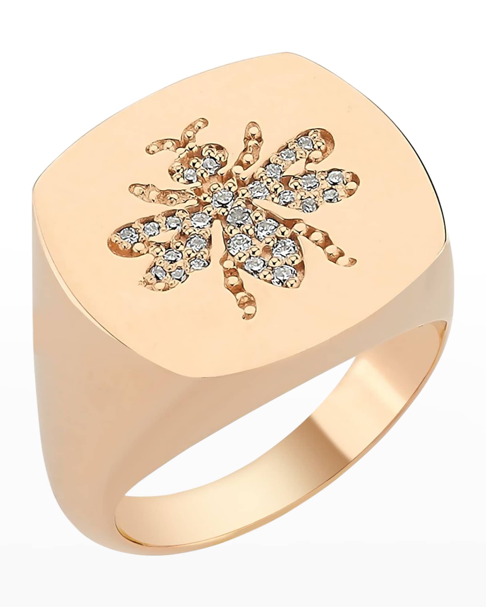 Diamond Bee Silhouette Ring, Size 7 0
