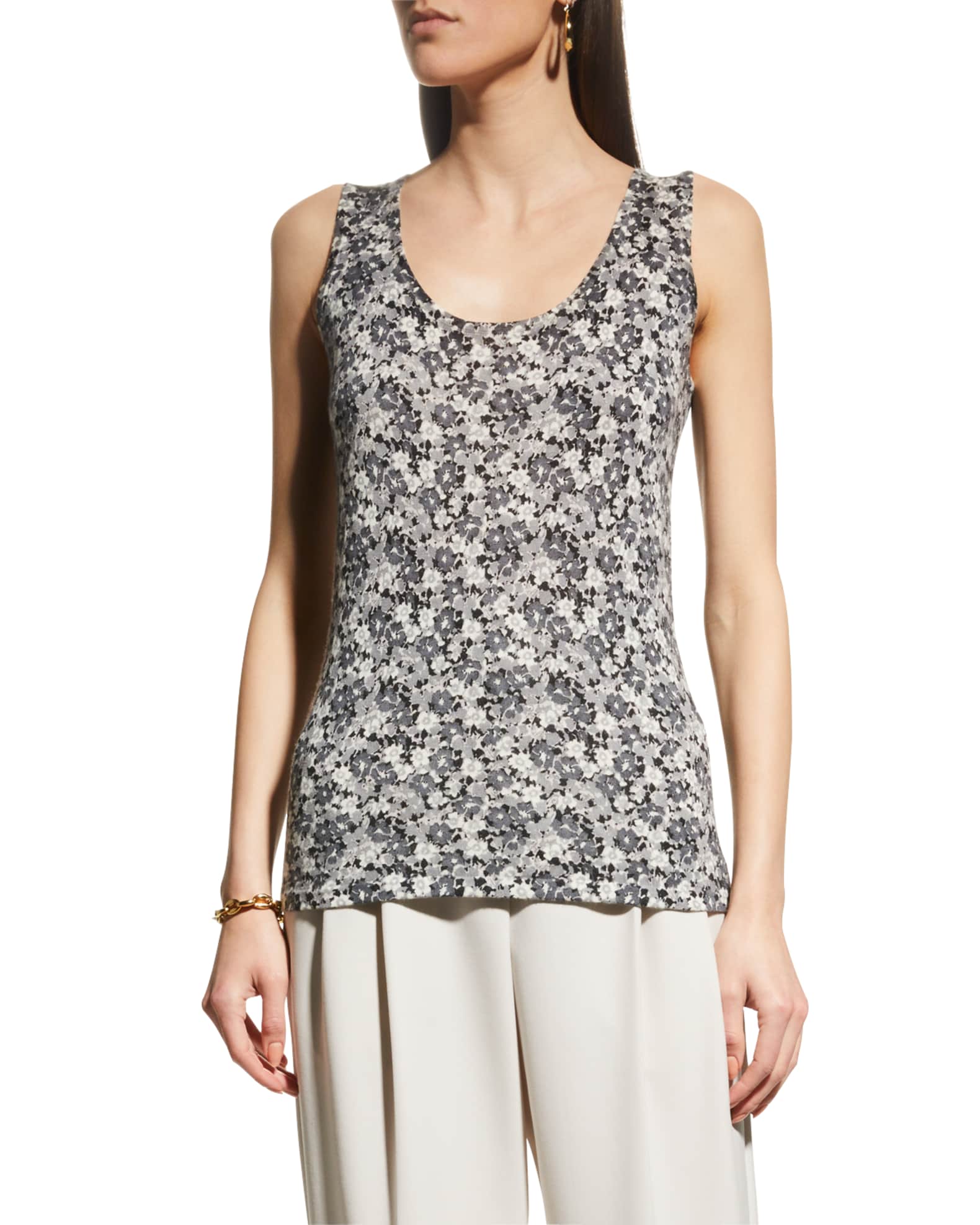 Floral-Print Cashmere Tank 1