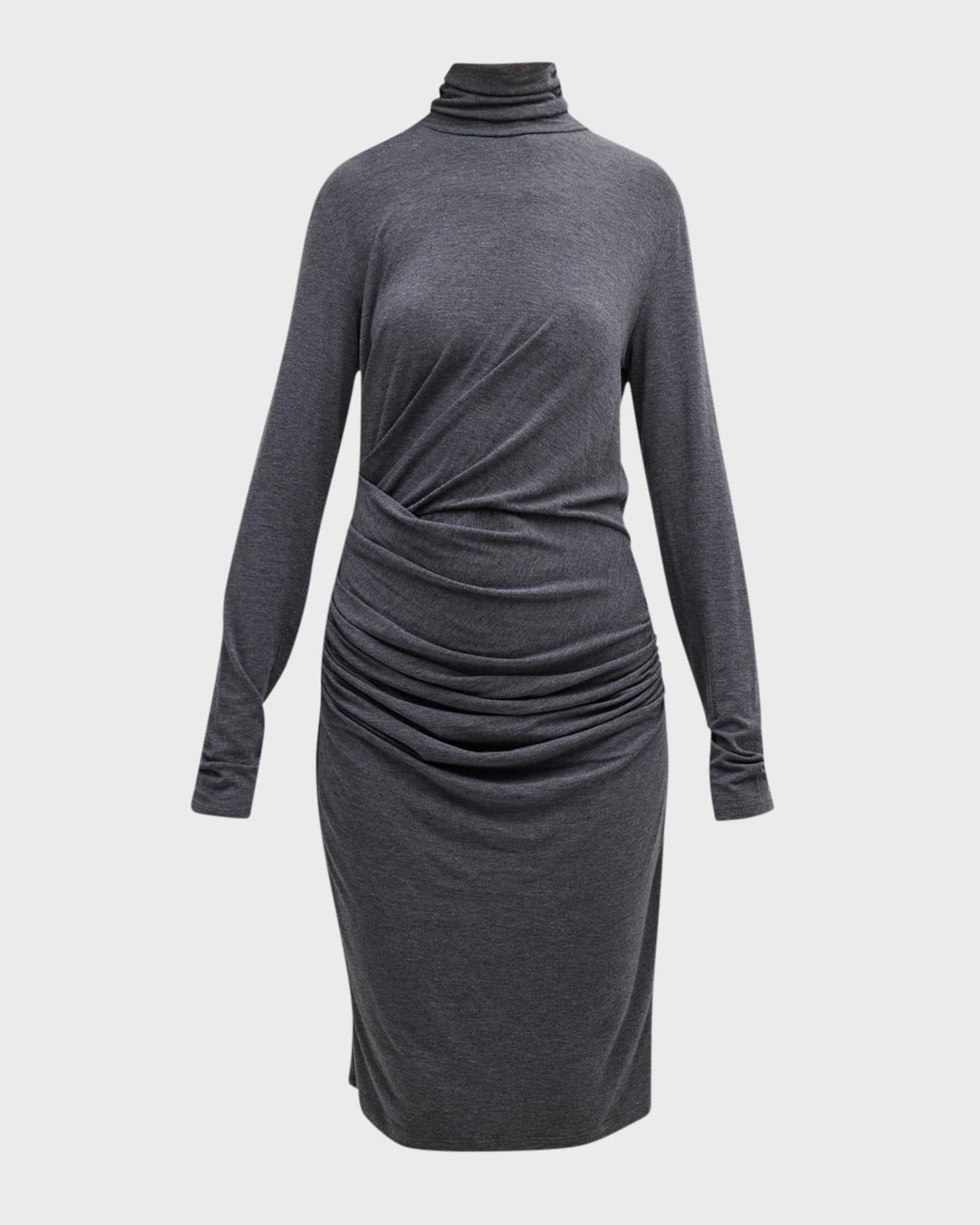Marella Igloo Ruched Turtleneck Midi Dress | Neiman Marcus